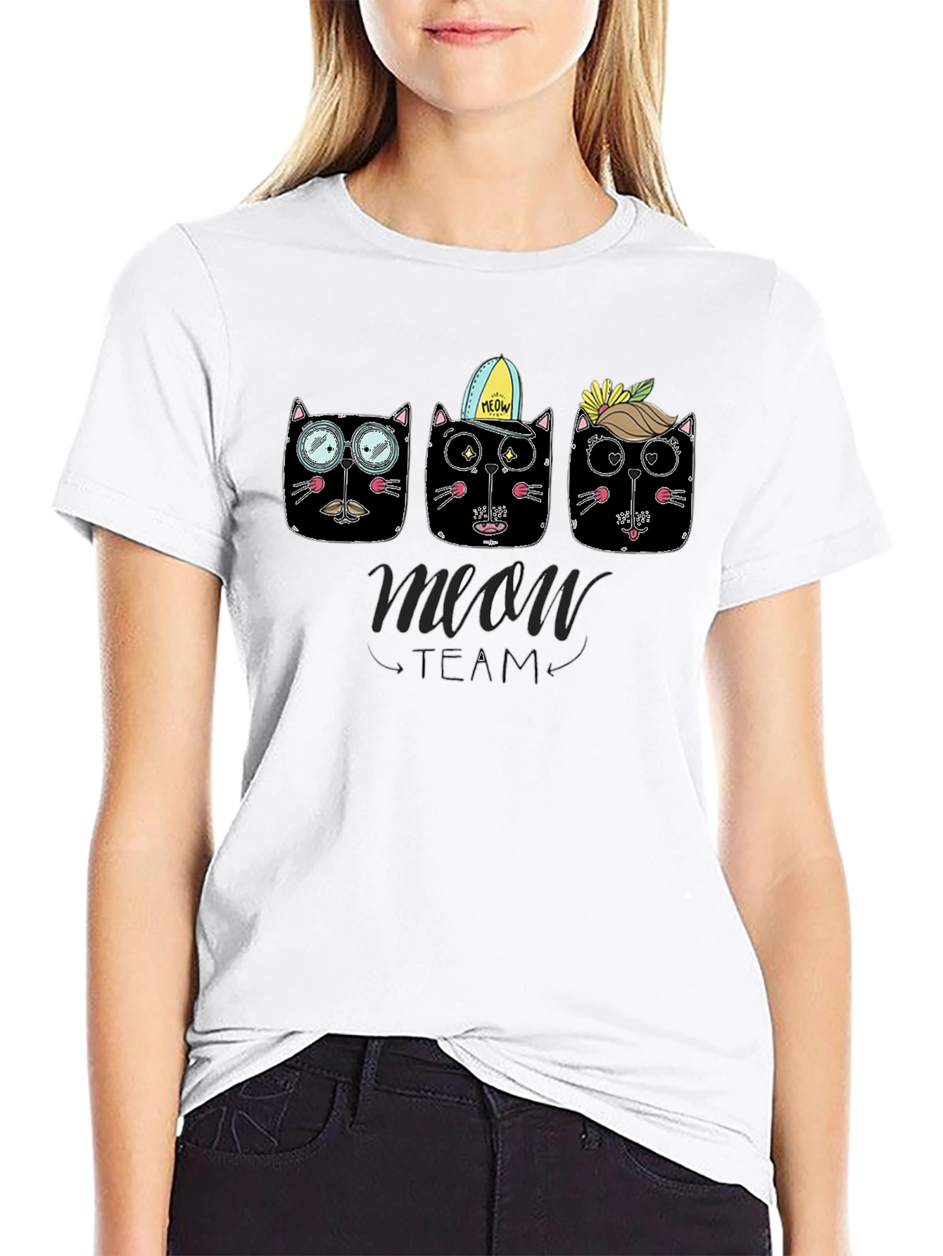 Meow Team Black T-Shirt - Cat Lover Tee