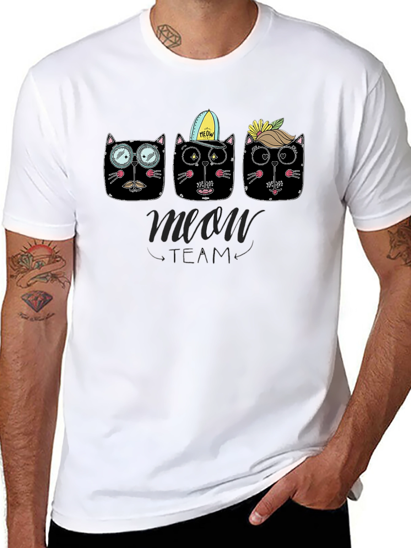 Meow Team Black T-Shirt - Cat Lover Tee