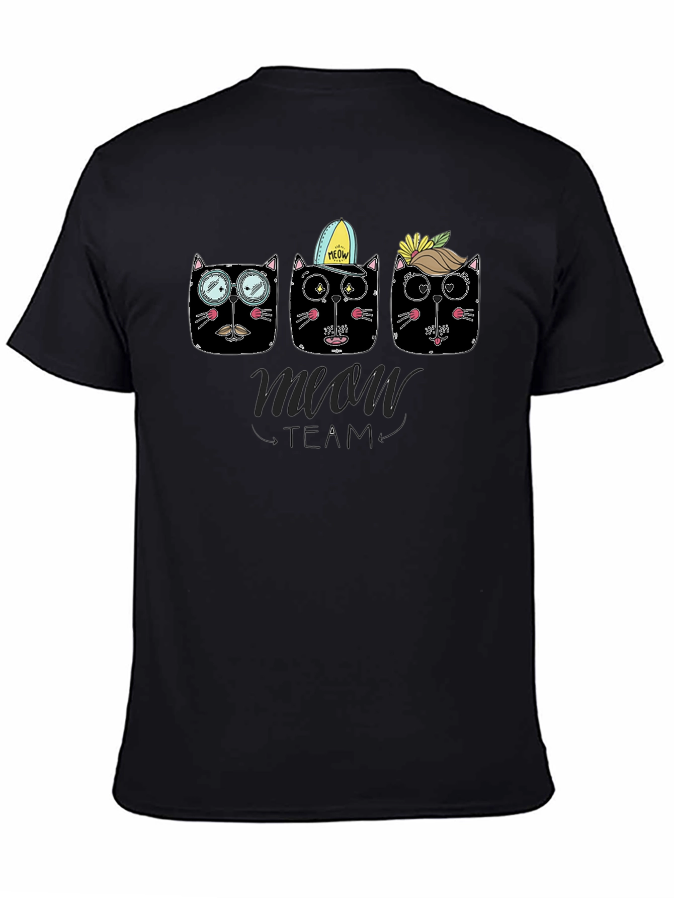 Meow Team Black T-Shirt - Cat Lover Tee