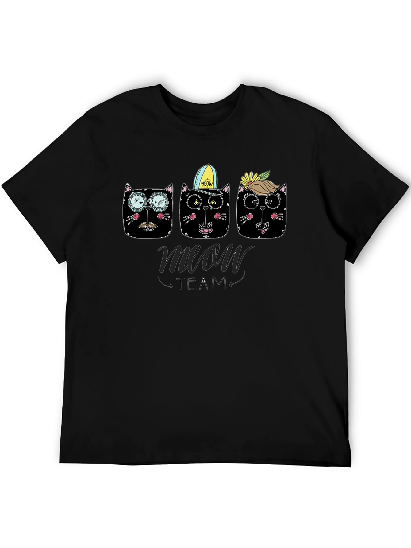 Meow Team Black T-Shirt - Cat Lover Tee