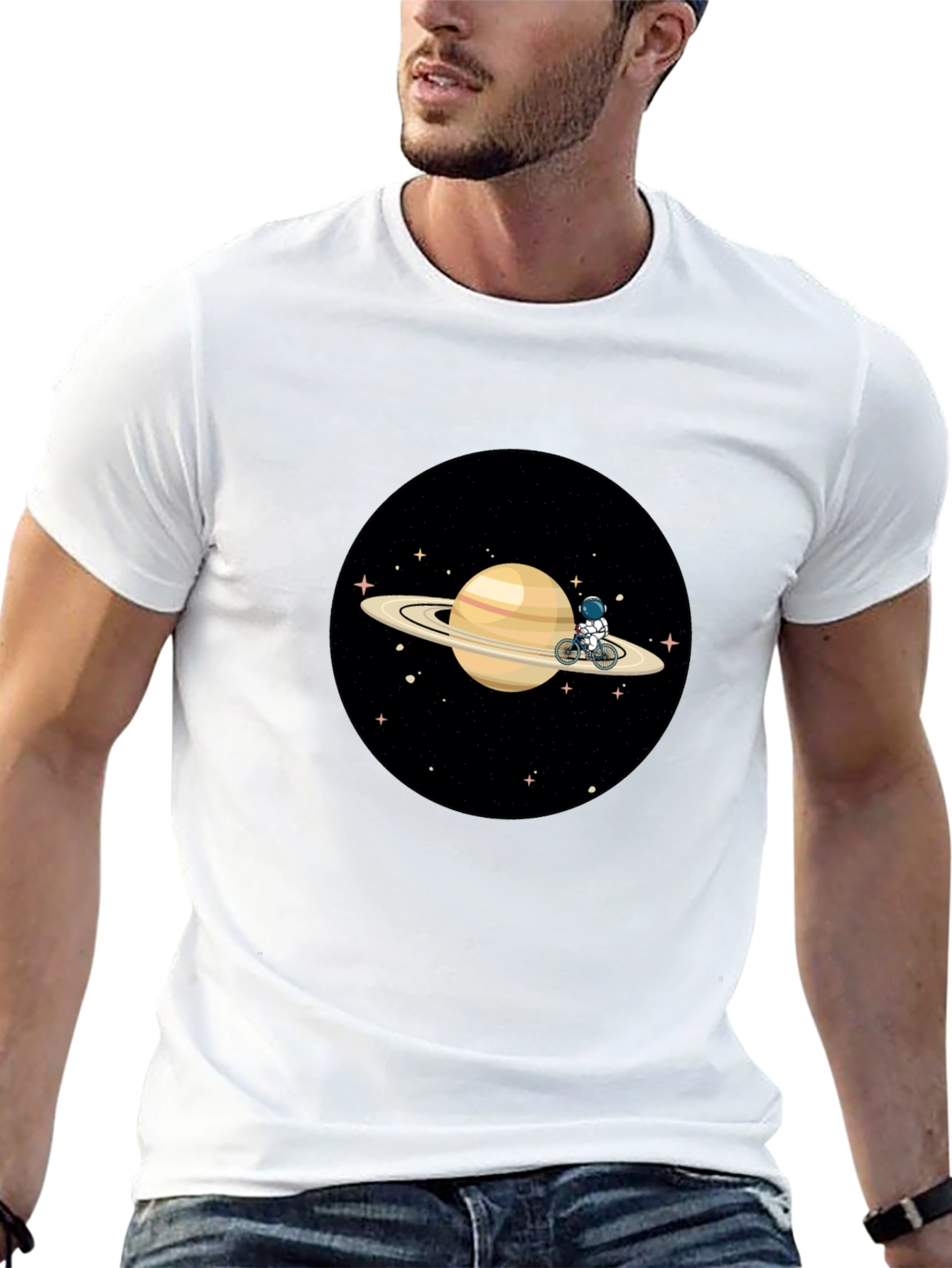 Astronaut Saturn Bike Ride T-Shirt