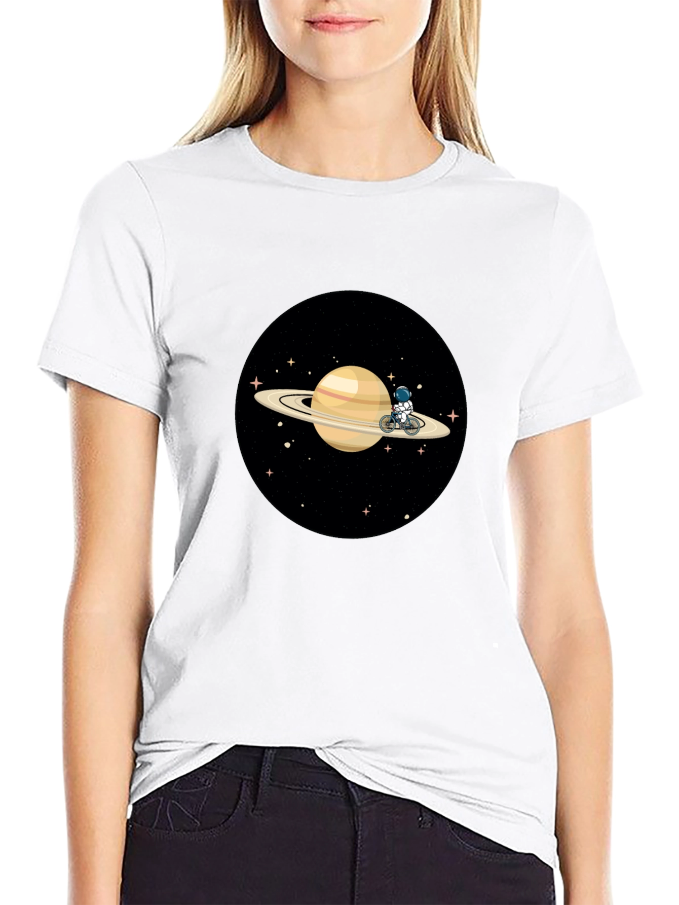 Astronaut Saturn Bike Ride T-Shirt