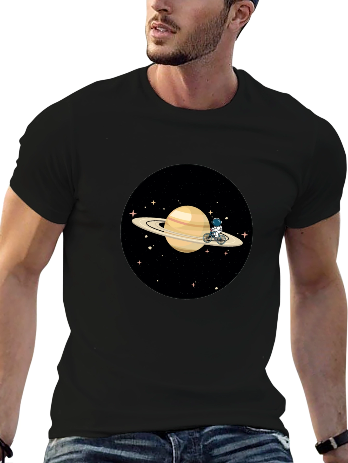 Astronaut Saturn Bike Ride T-Shirt