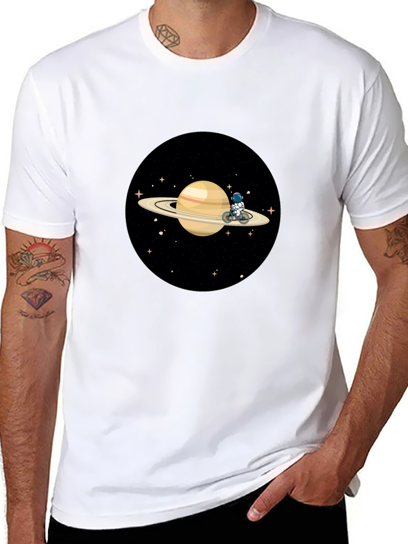 Astronaut Saturn Bike Ride T-Shirt
