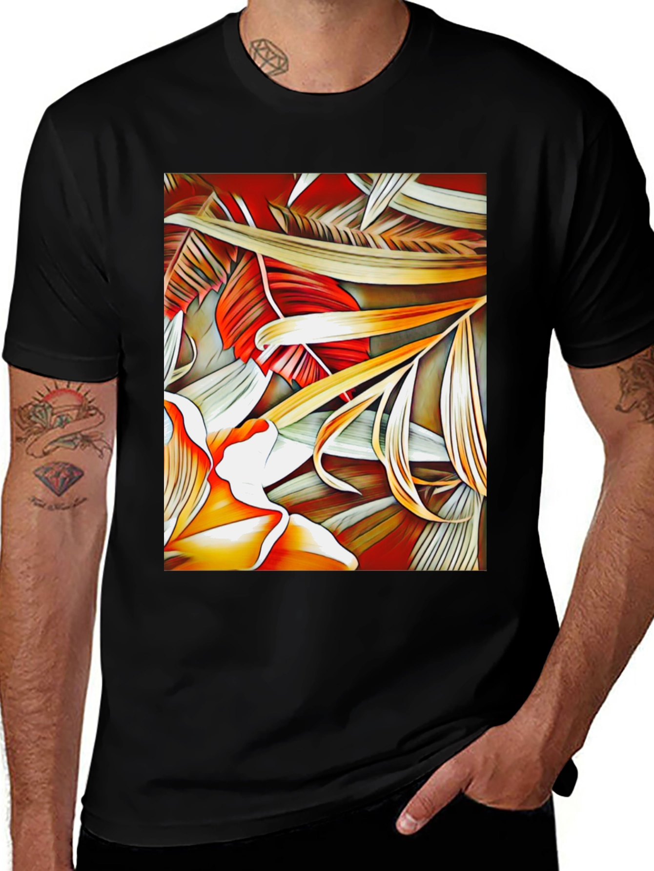 Tropical Leaves Graphic Tee - Unique Design