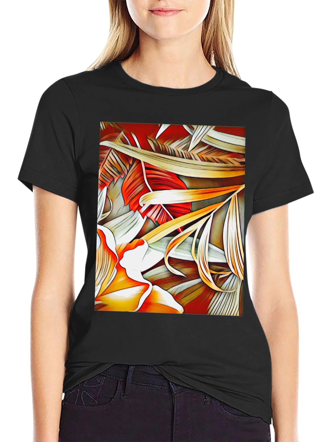 Tropical Leaves Graphic Tee - Unique Design