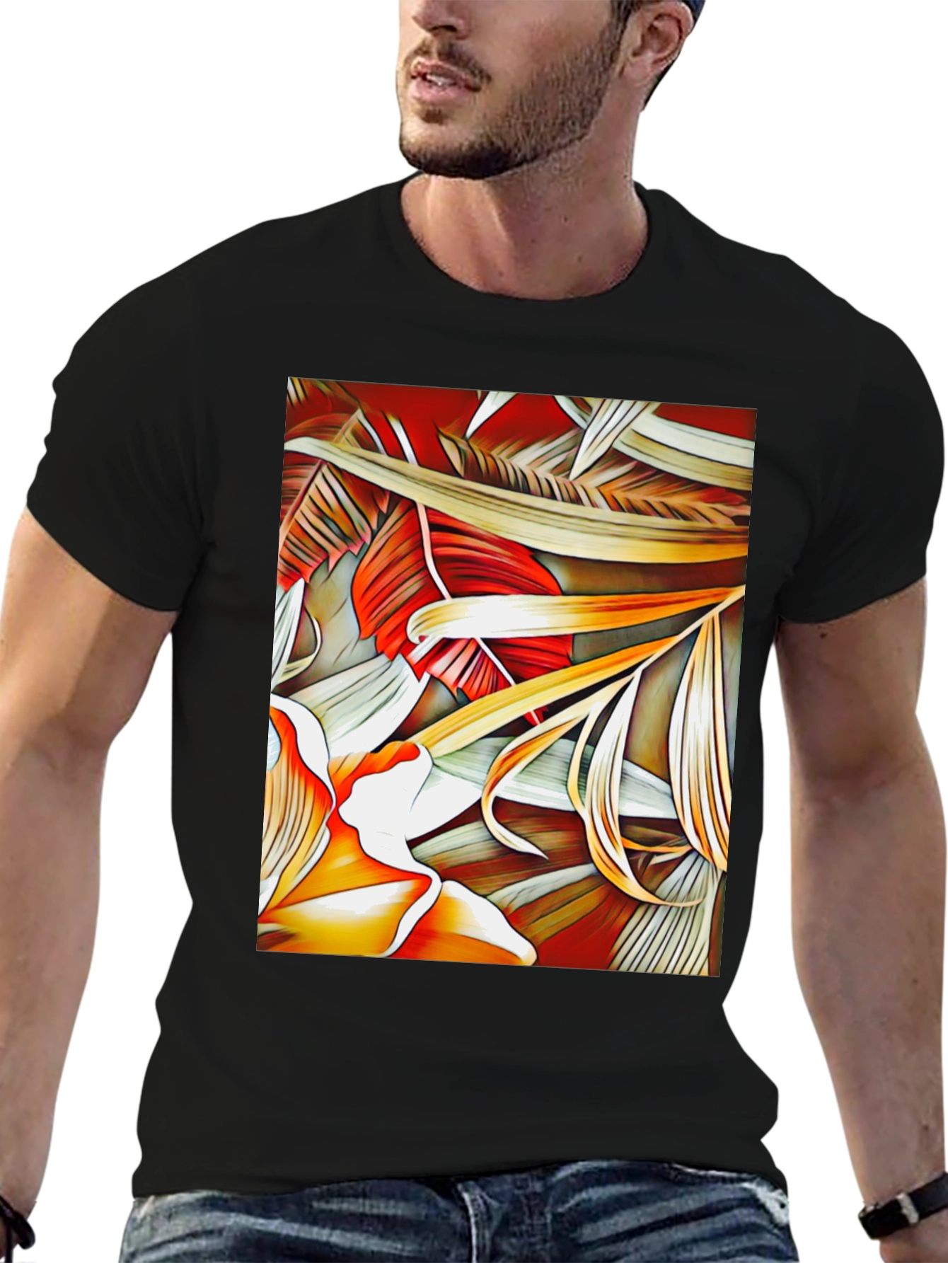 Tropical Leaves Graphic Tee - Unique Design