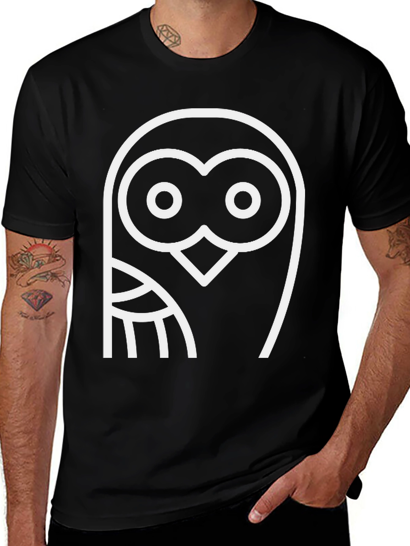Cool Owl Graphic Black T-Shirt