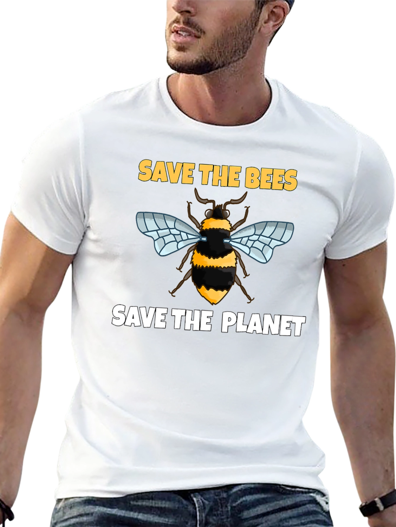 Save the Bees T-Shirt Black Cotton Tee
