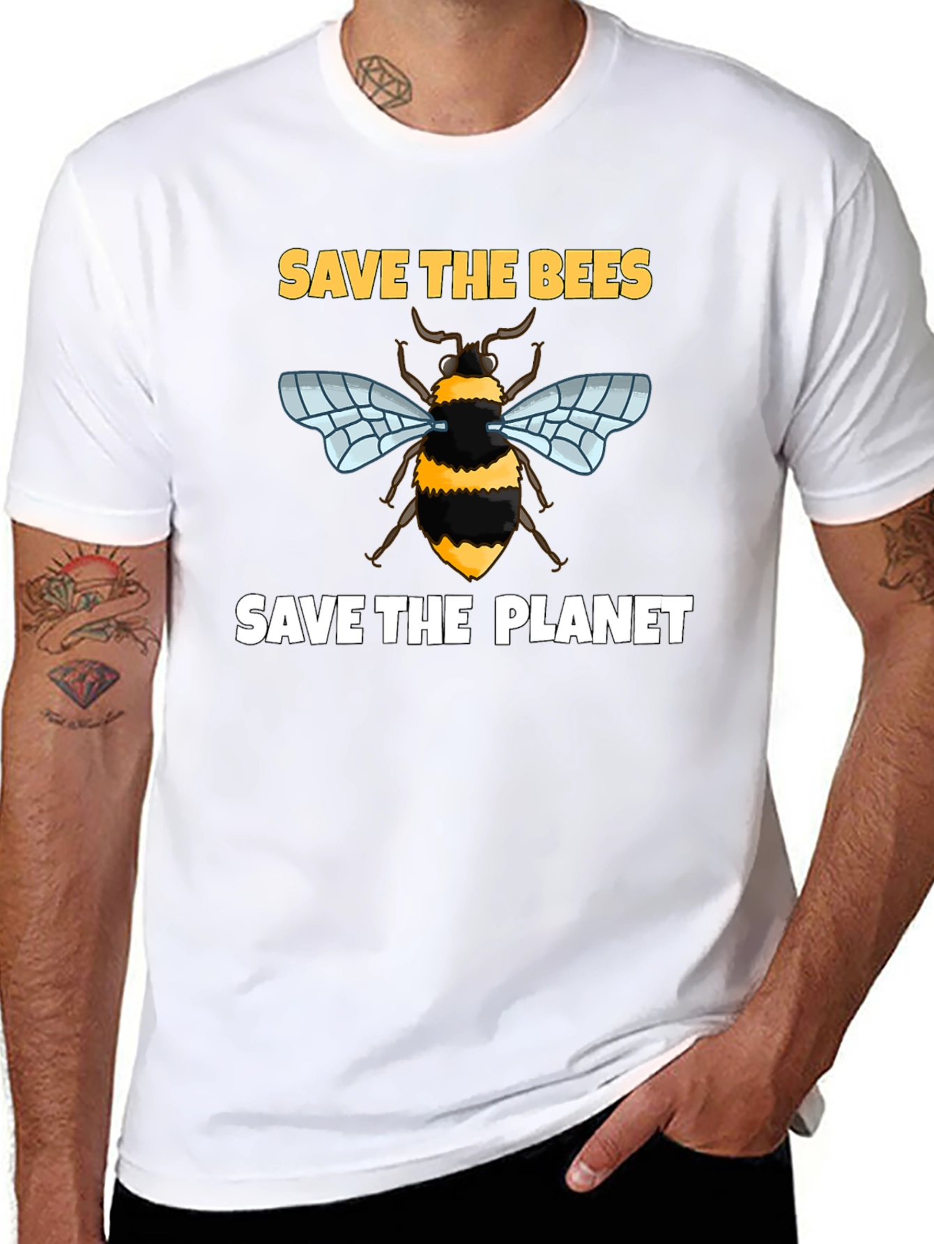 Save the Bees T-Shirt Black Cotton Tee