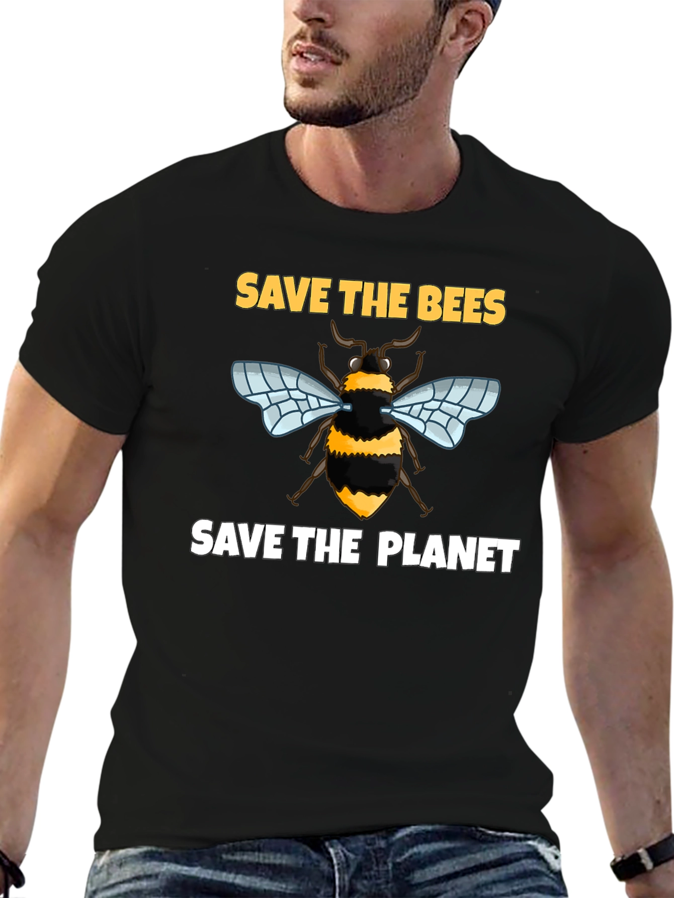 Save the Bees T-Shirt Black Cotton Tee