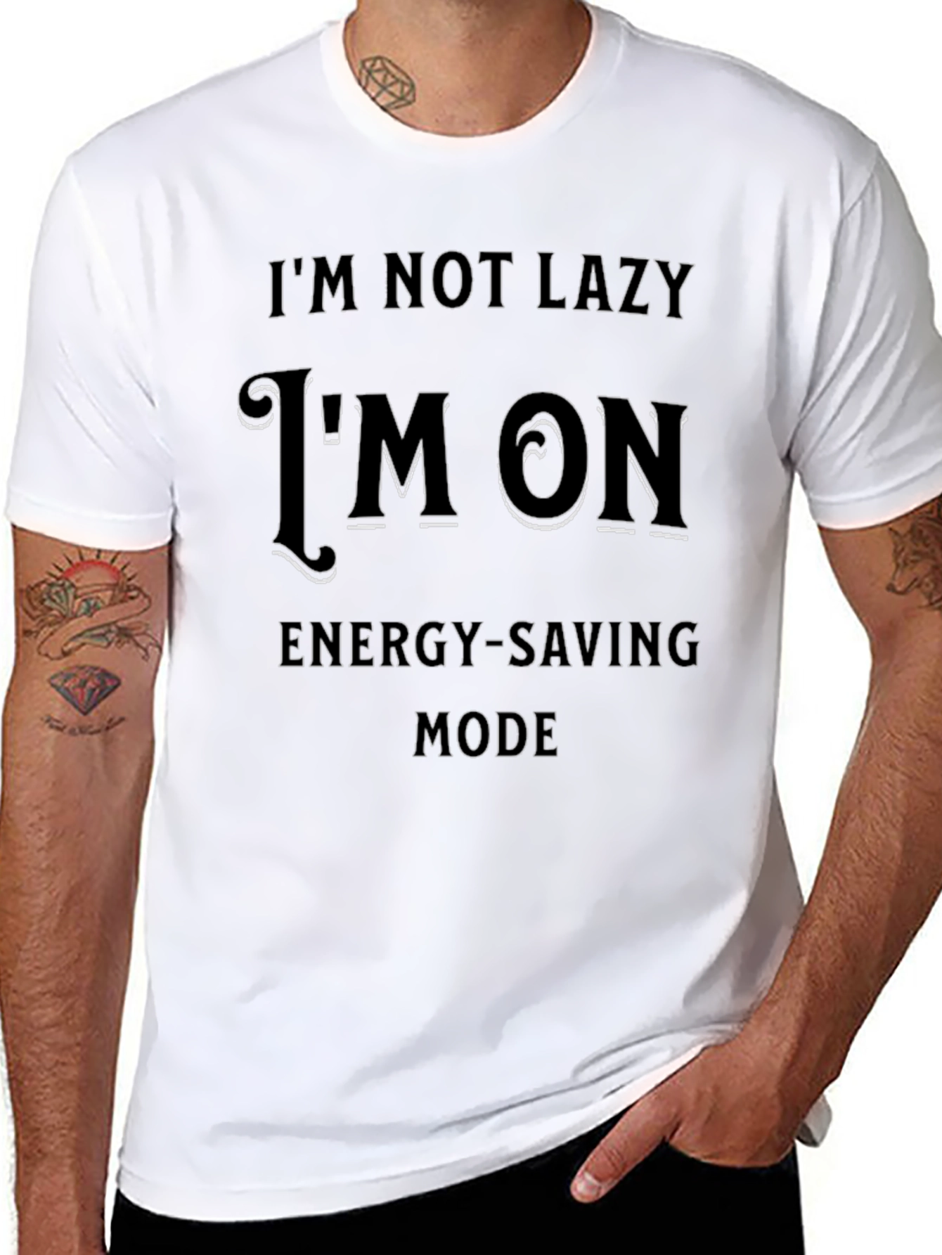 Funny Energy-Saving Mode Graphic Tee for Men
