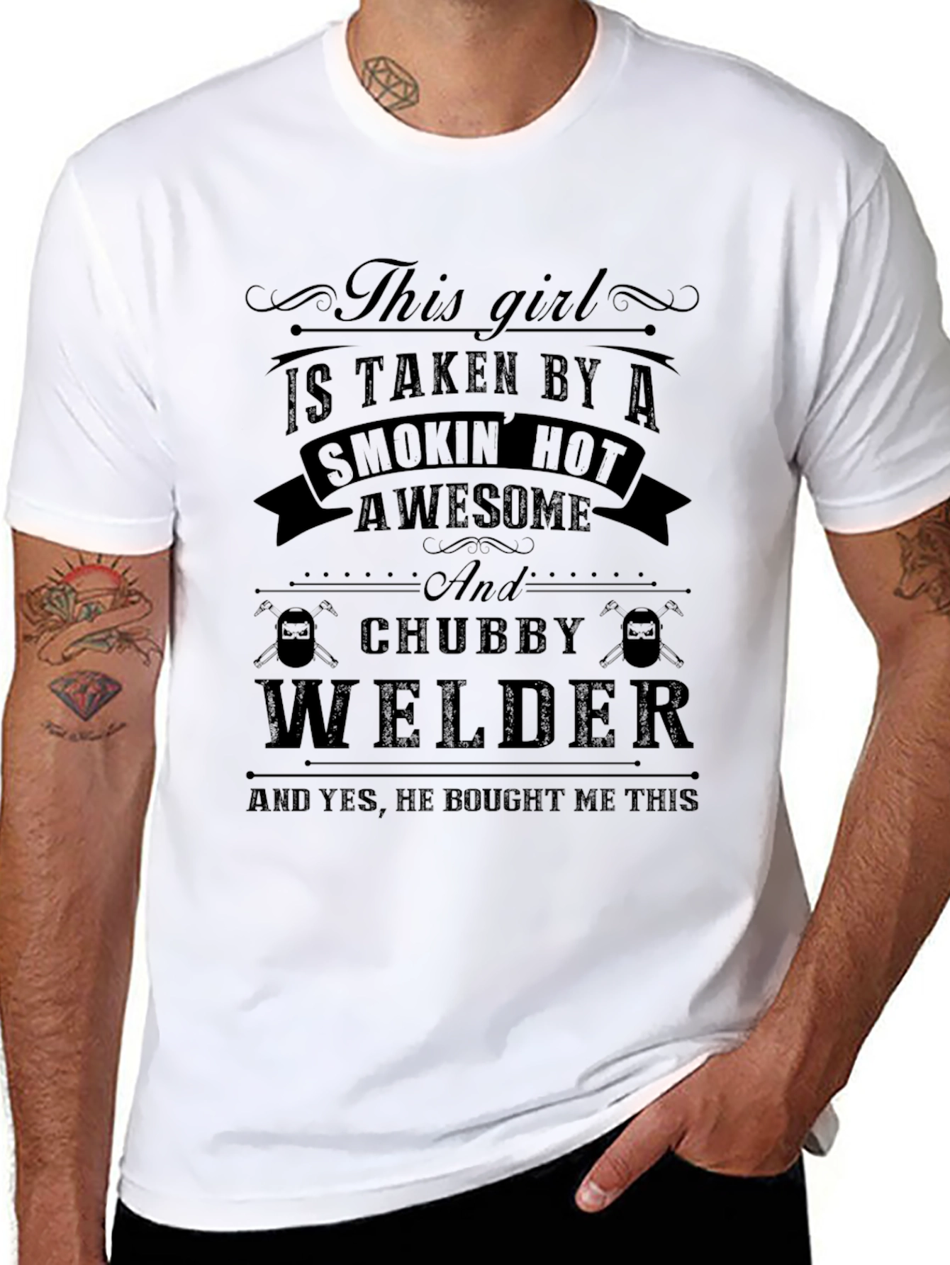 Taken by a Chubby Welder - Funny Graphic T-Shirt