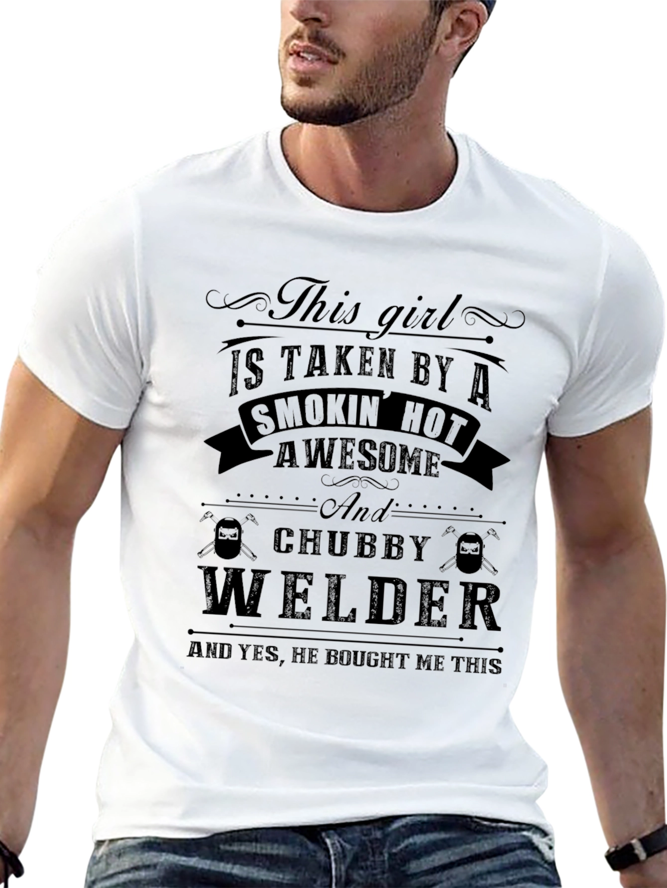 Taken by a Chubby Welder - Funny Graphic T-Shirt
