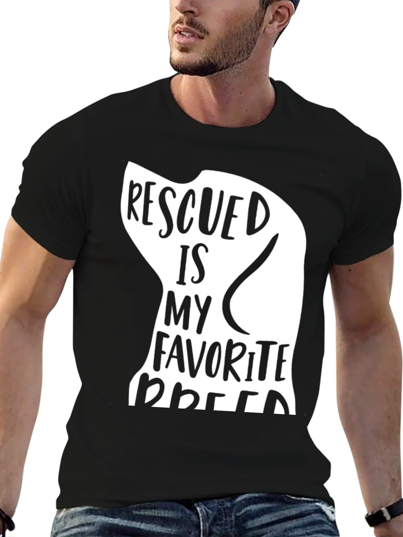 Rescued Is My Favorite Breed T-Shirt - Black