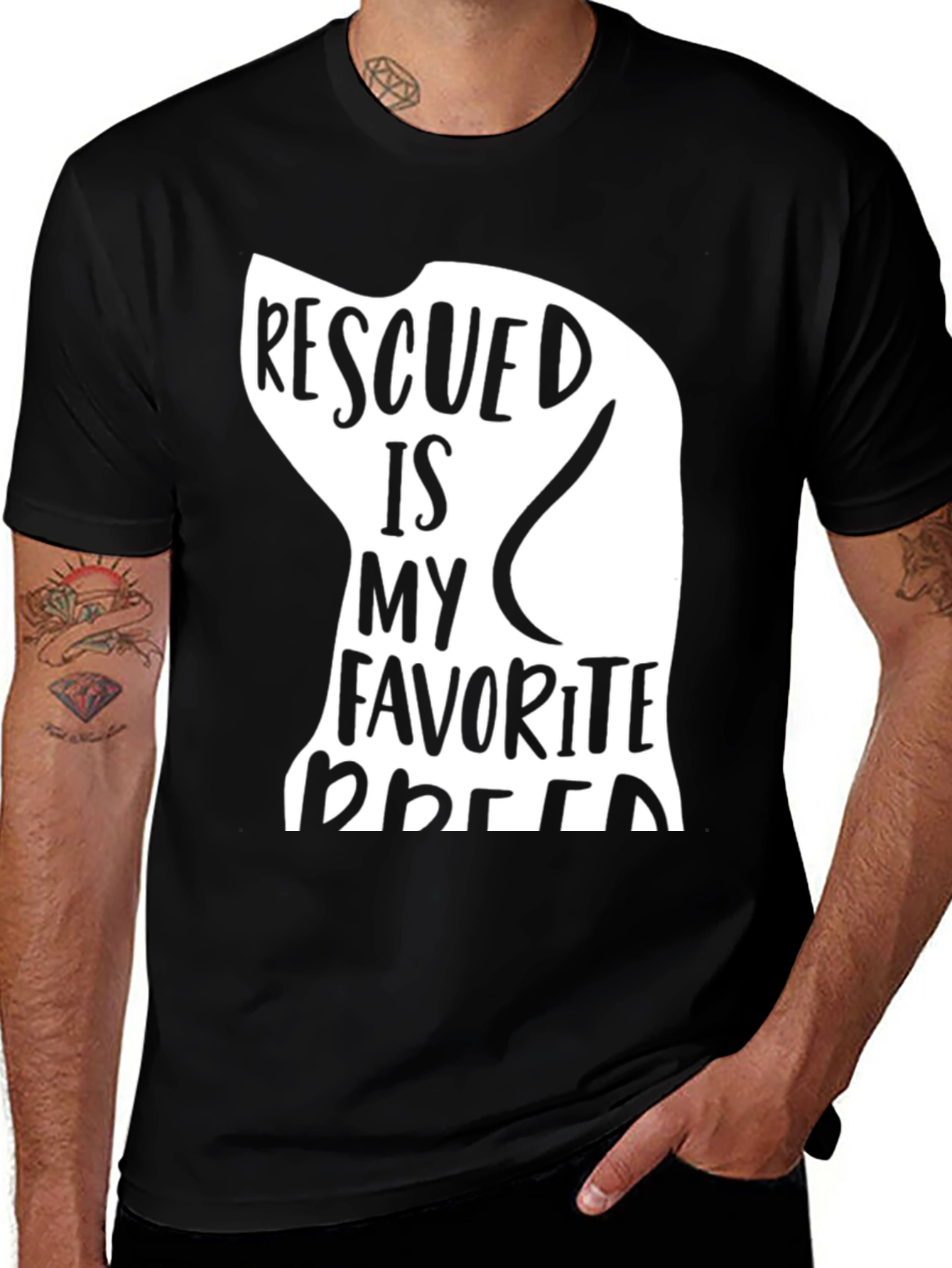 Rescued Is My Favorite Breed T-Shirt - Black