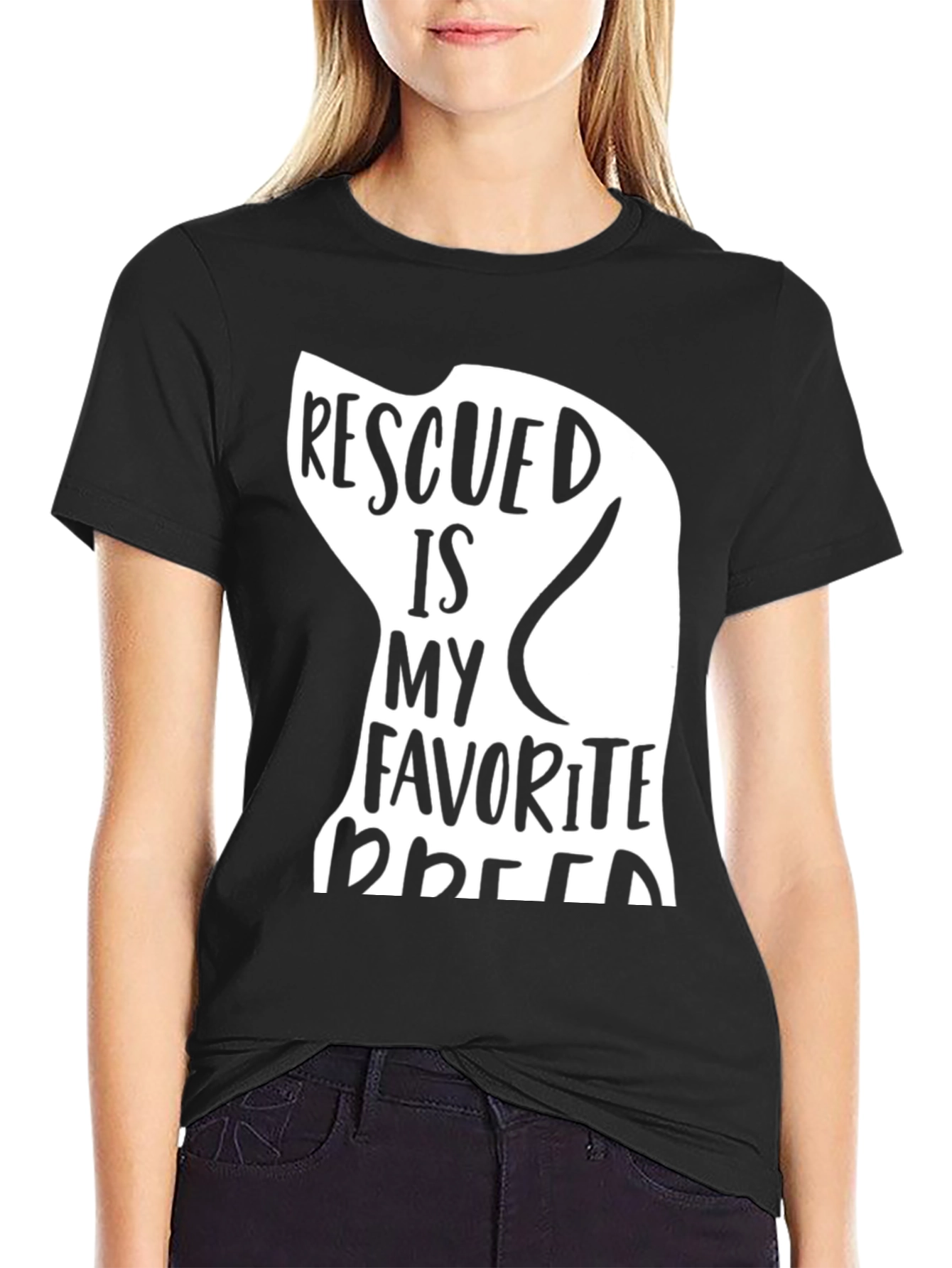 Rescued Is My Favorite Breed T-Shirt - Black