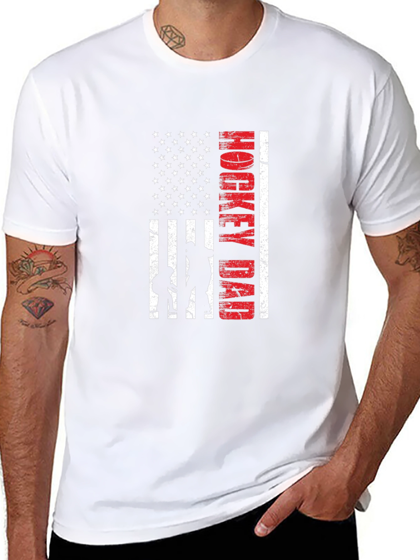Hockey Dad Graphic Tee - USA Flag Design