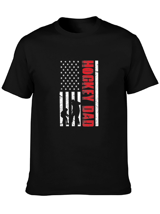 Hockey Dad Graphic Tee - USA Flag Design