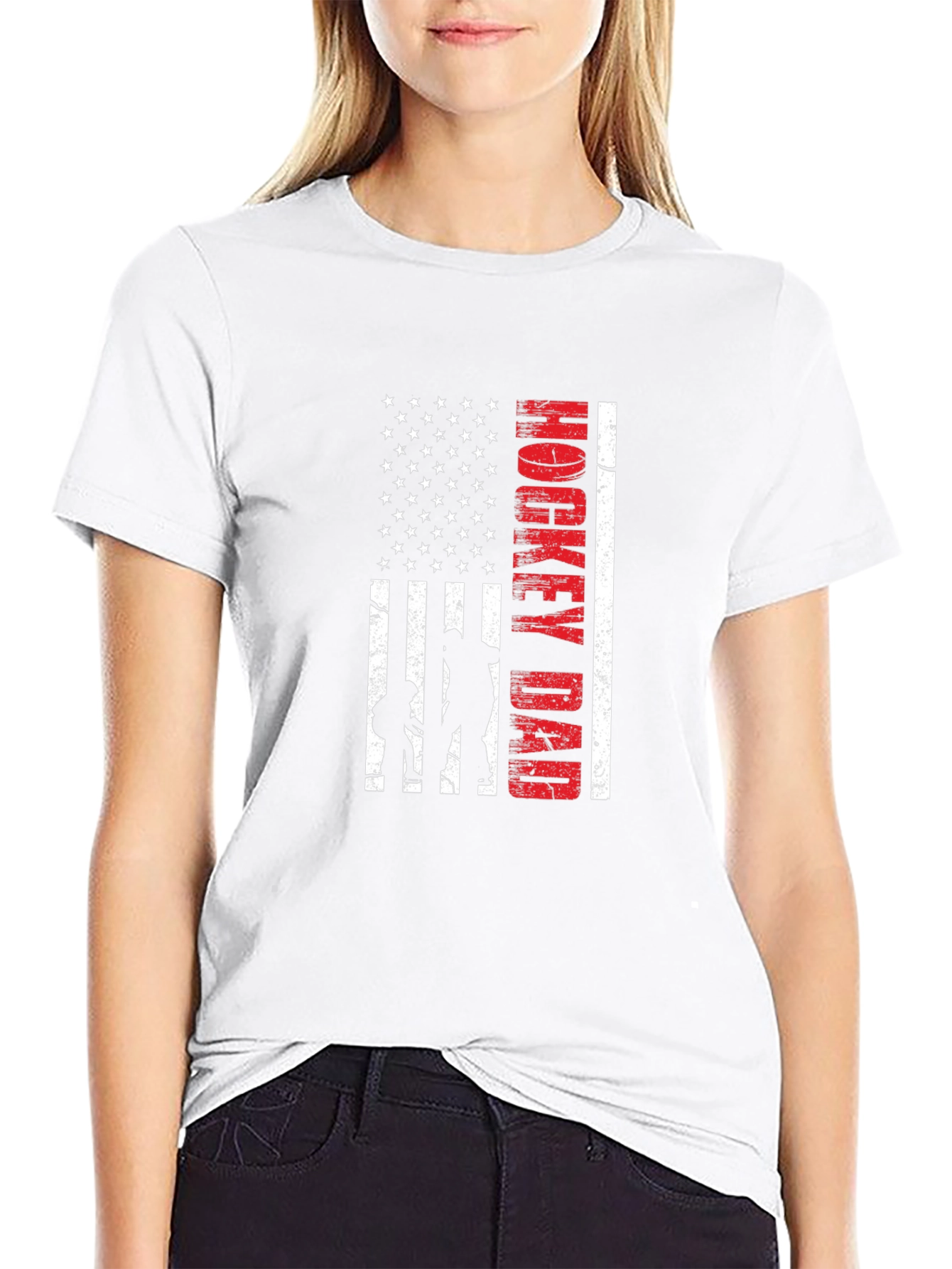 Hockey Dad Graphic Tee - USA Flag Design