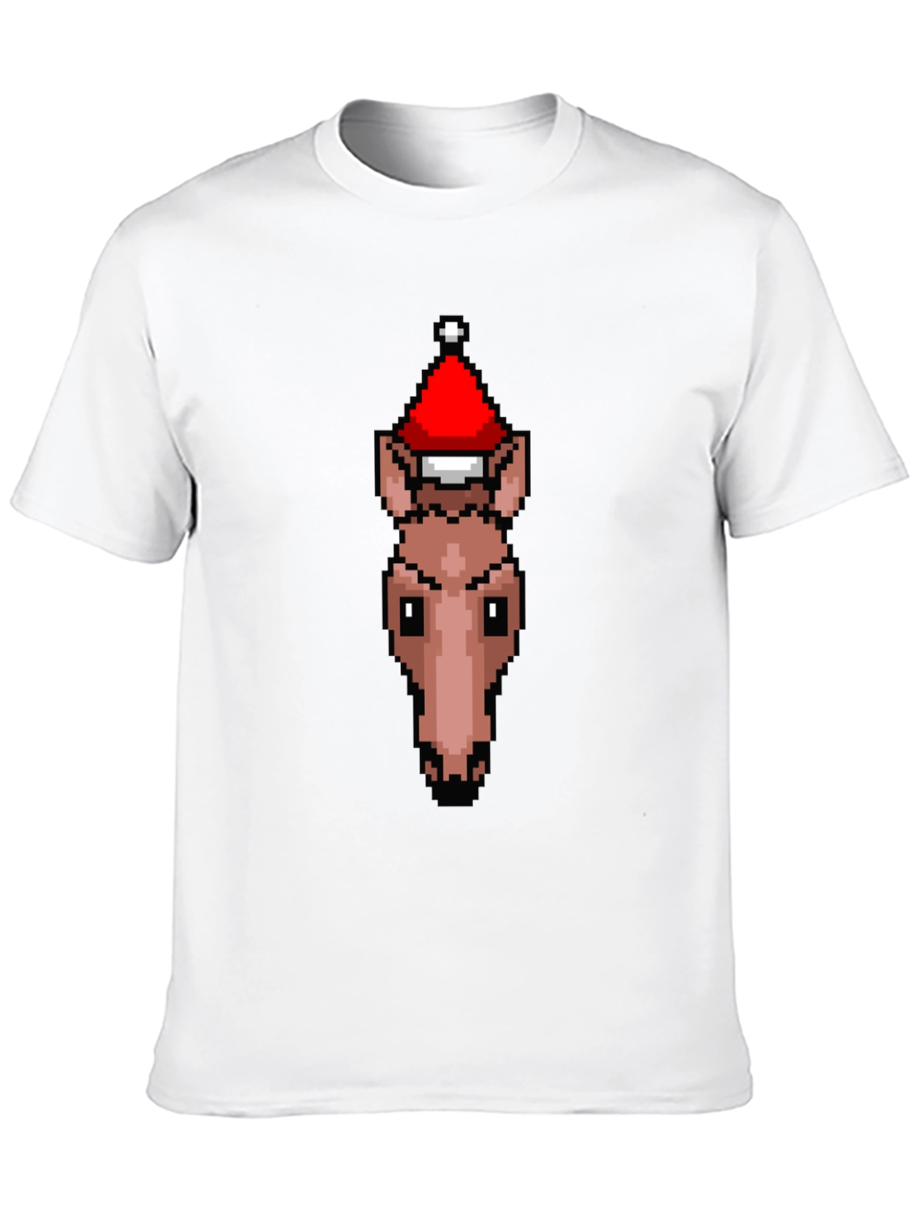 Pixel Art Horse Santa Hat T-Shirt