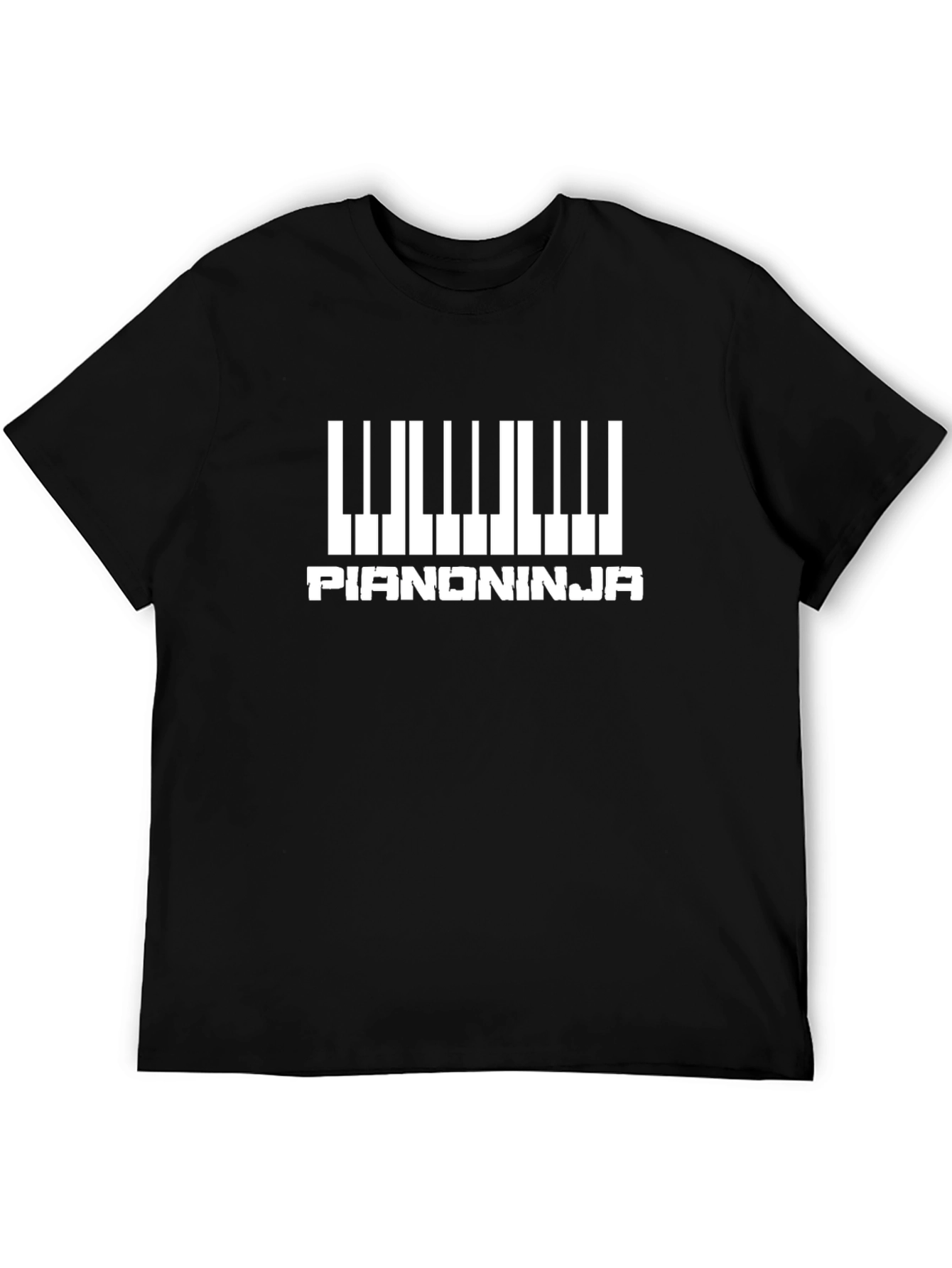 Piano Ninja Graphic Tee - Black Cotton T-Shirt
