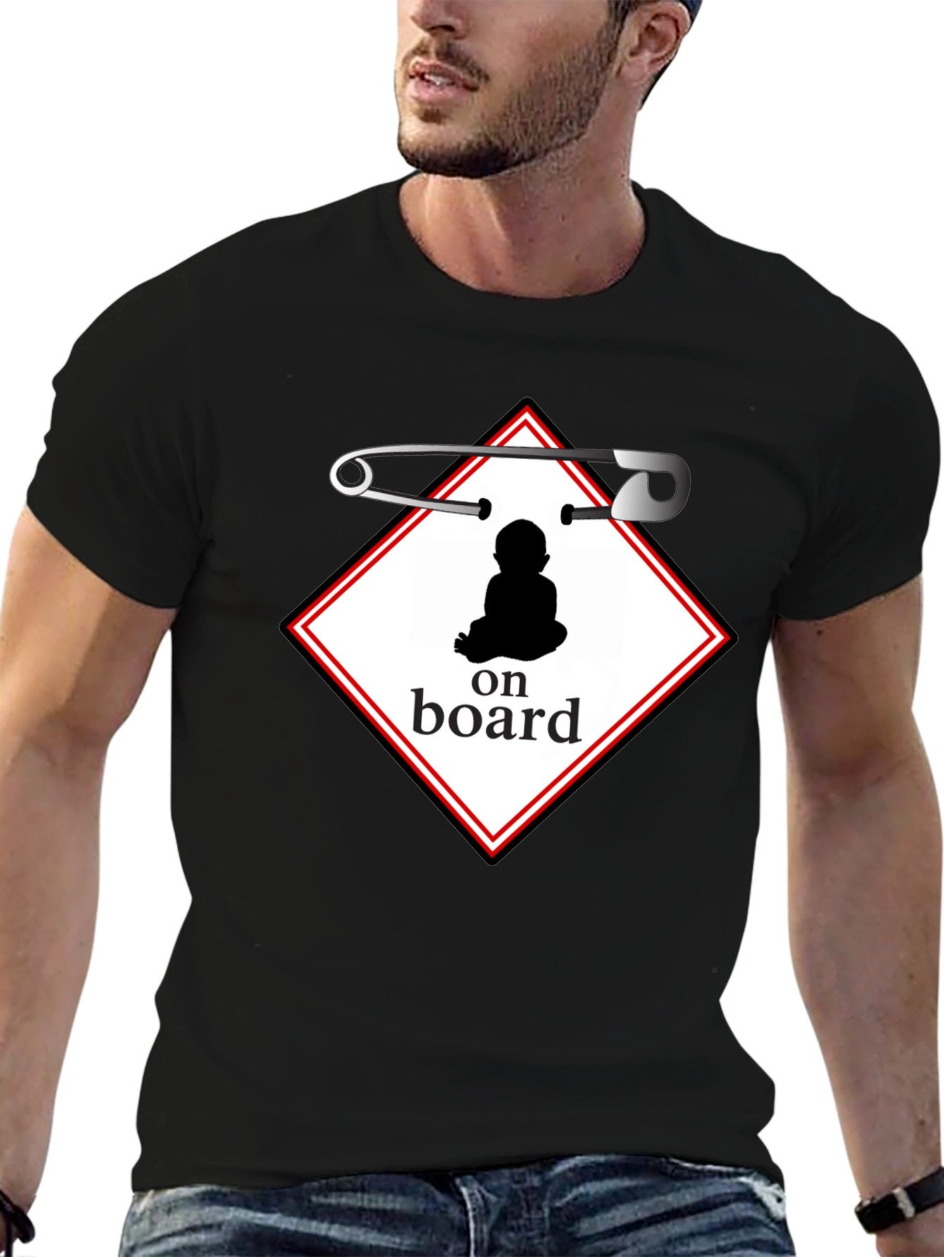 Baby On Board Graphic Tee - Black Cotton Shirt