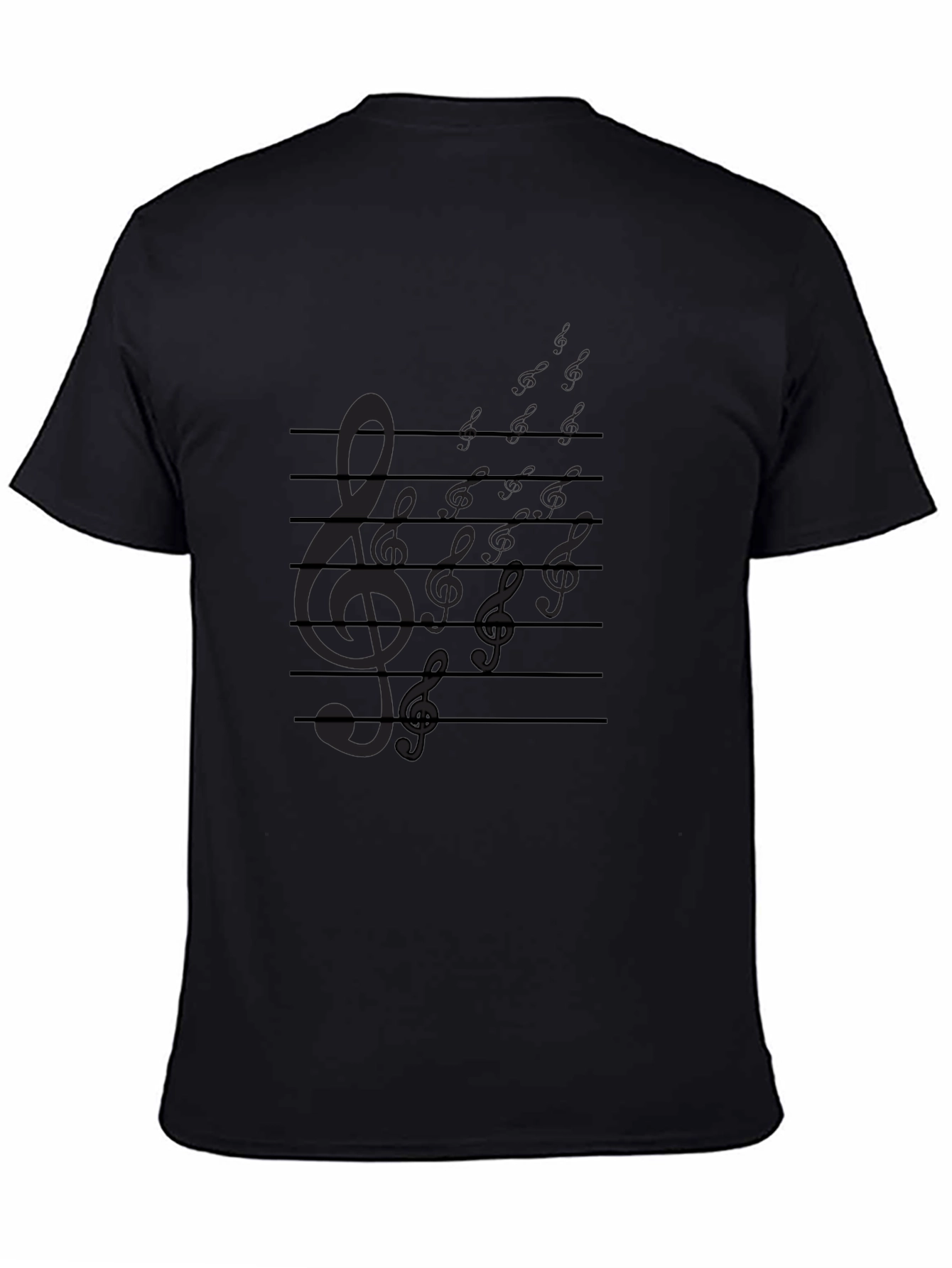 Musical Notes Graphic Tee - Black Cotton T-Shirt