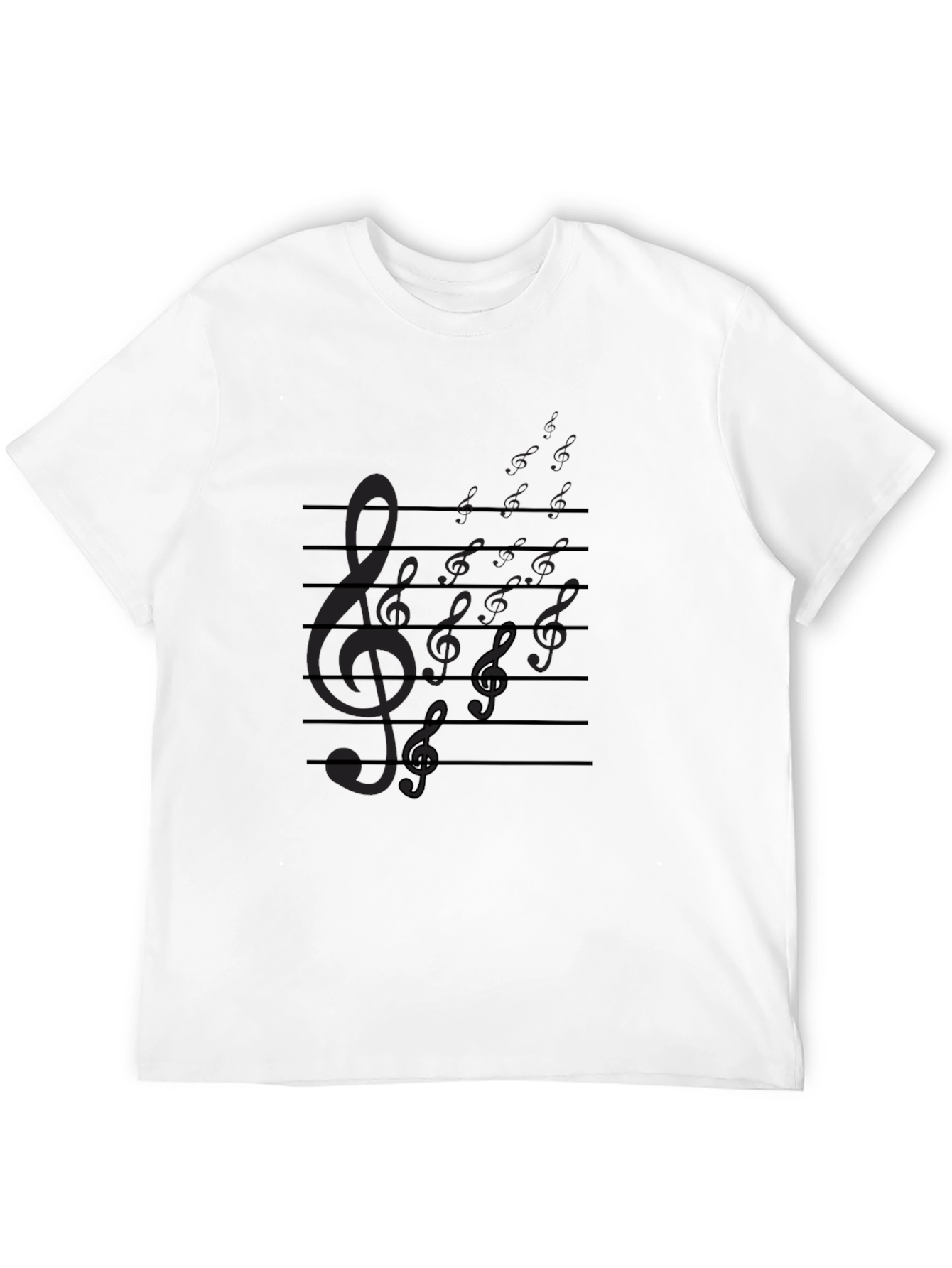 Musical Notes Graphic Tee - Black Cotton T-Shirt
