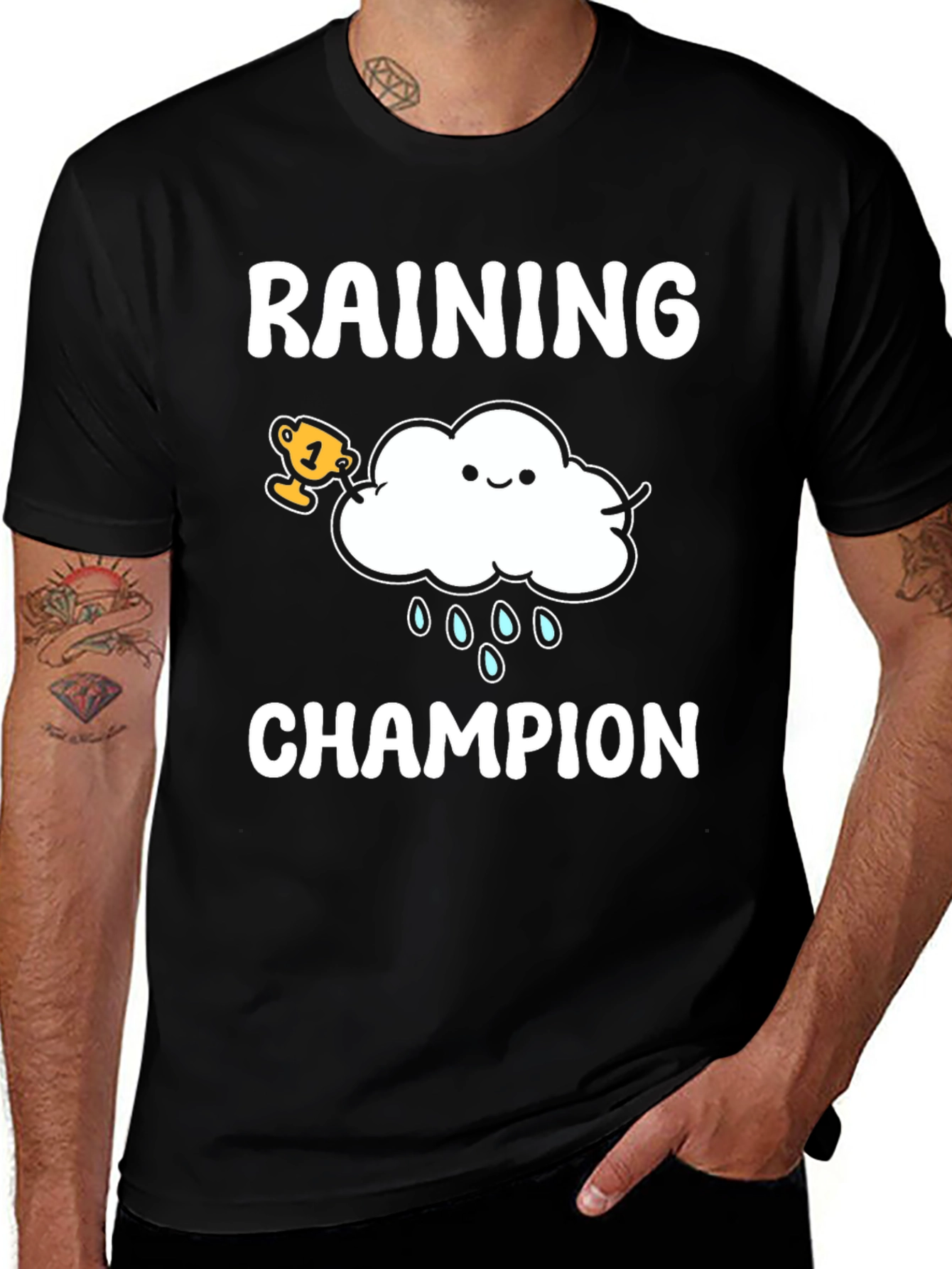 Raining Champion Graphic T-Shirt - Cool Weather Design