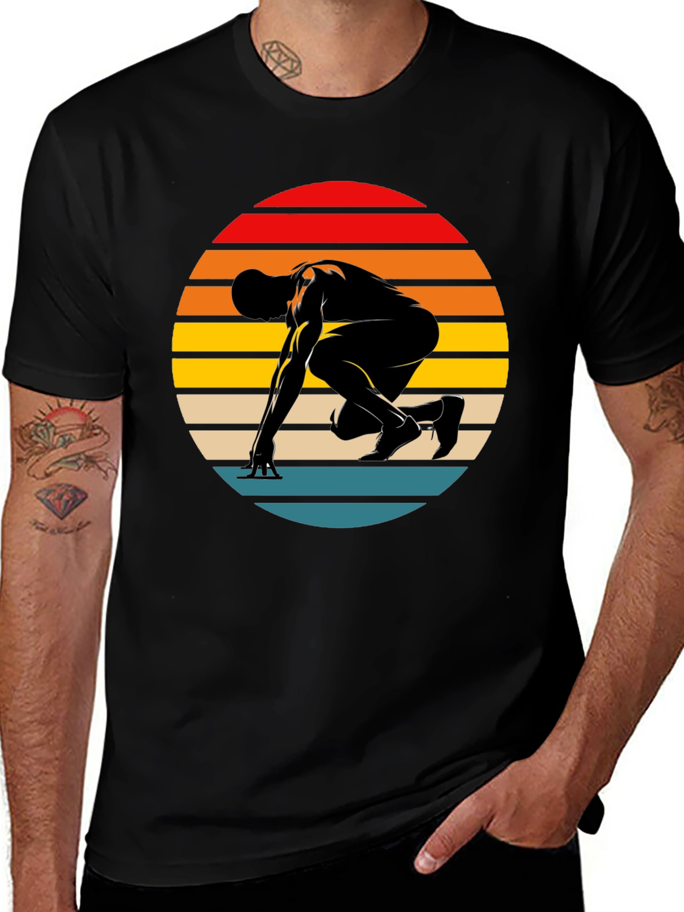Retro Runner Graphic Tee - Black