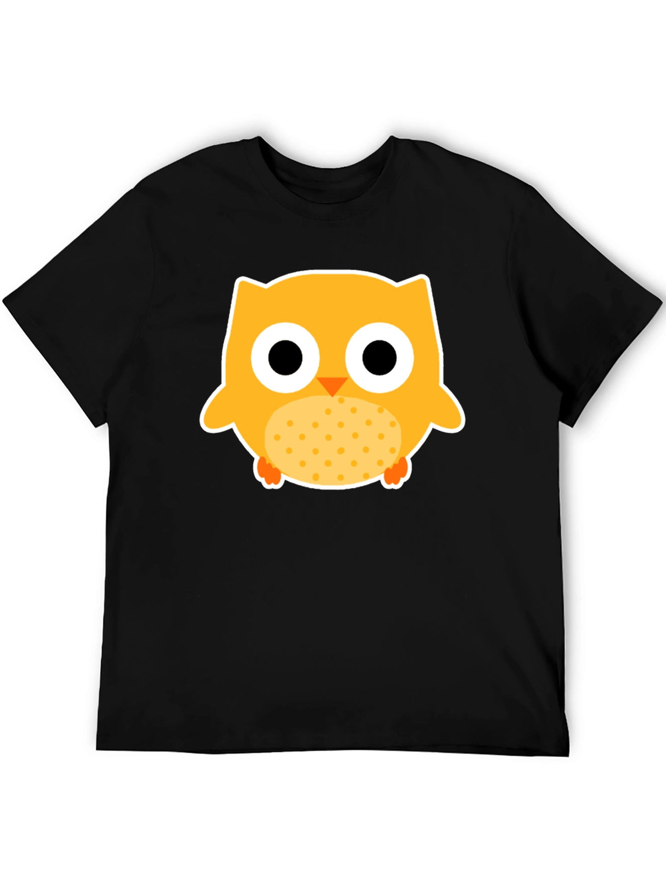Cute Owl Graphic Tee - Black Cotton T-Shirt
