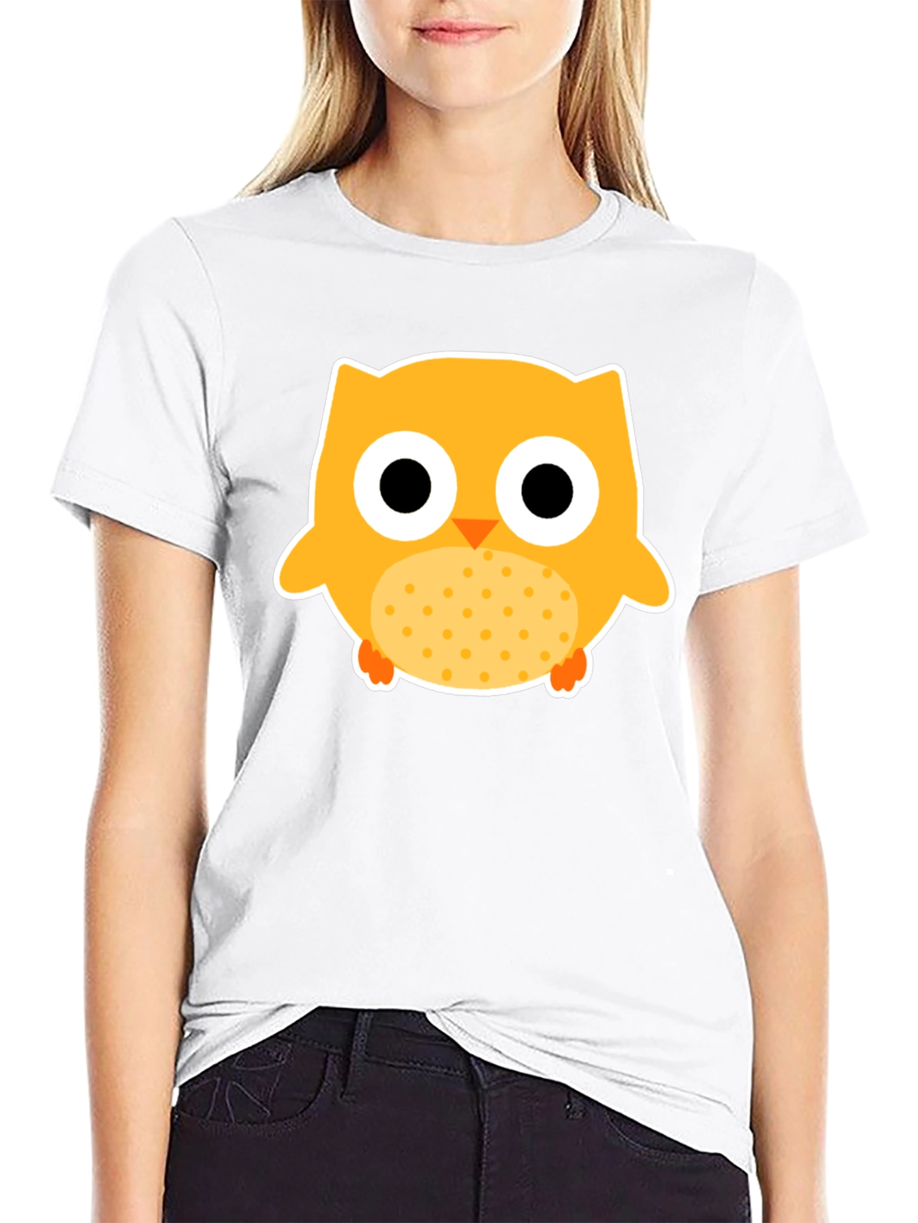Cute Owl Graphic Tee - Black Cotton T-Shirt
