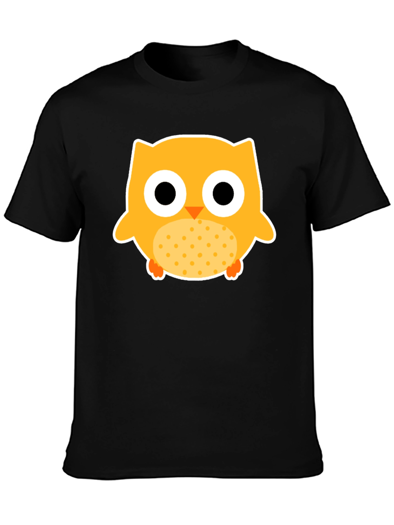 Cute Owl Graphic Tee - Black Cotton T-Shirt