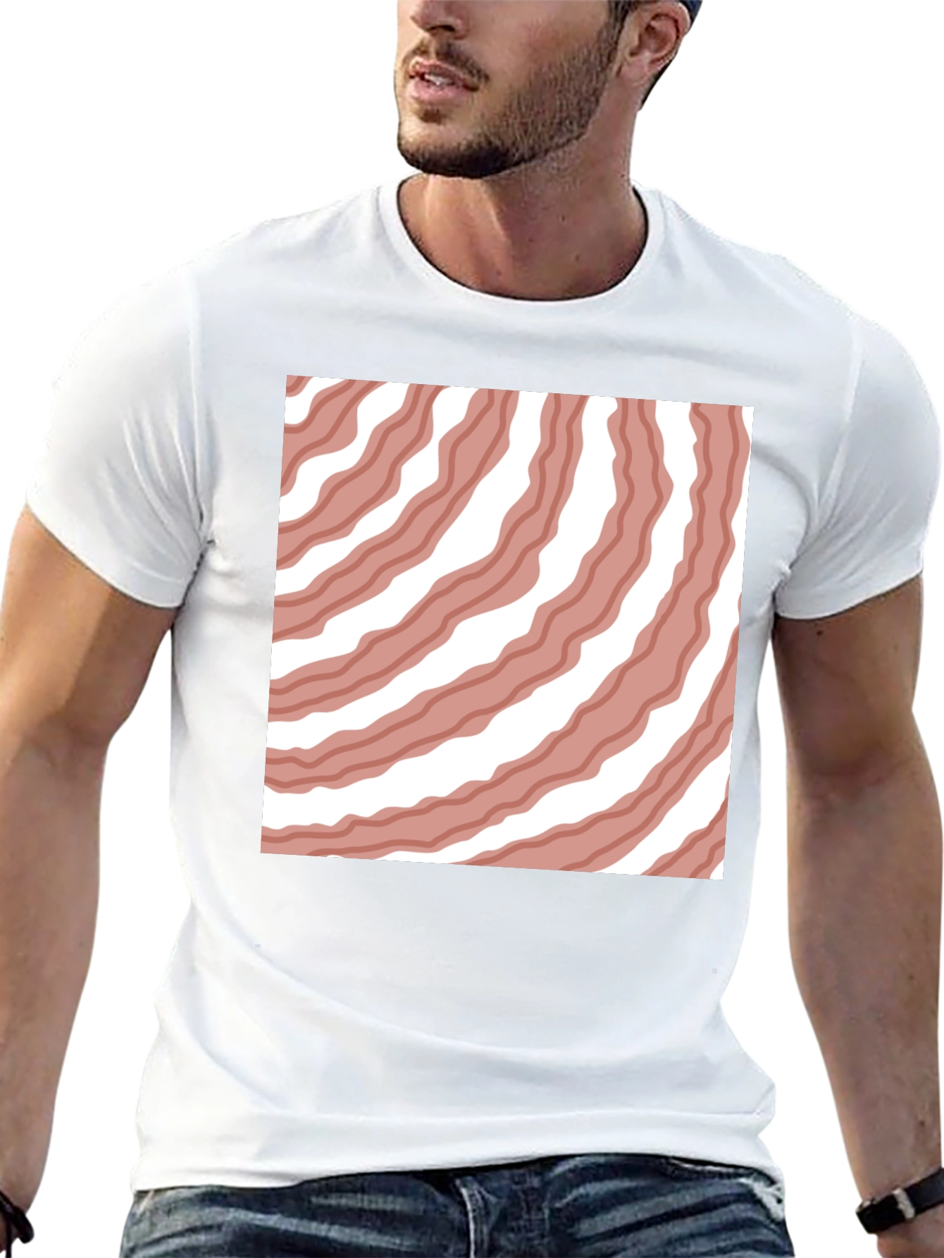 Bacon Striped Tee - Novelty Food Graphic T-Shirt
