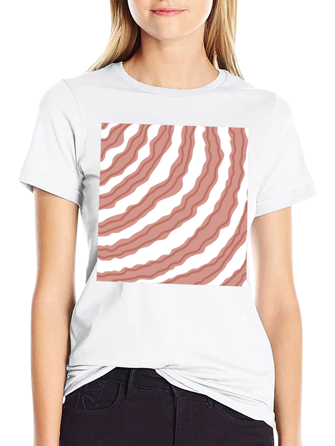 Bacon Striped Tee - Novelty Food Graphic T-Shirt