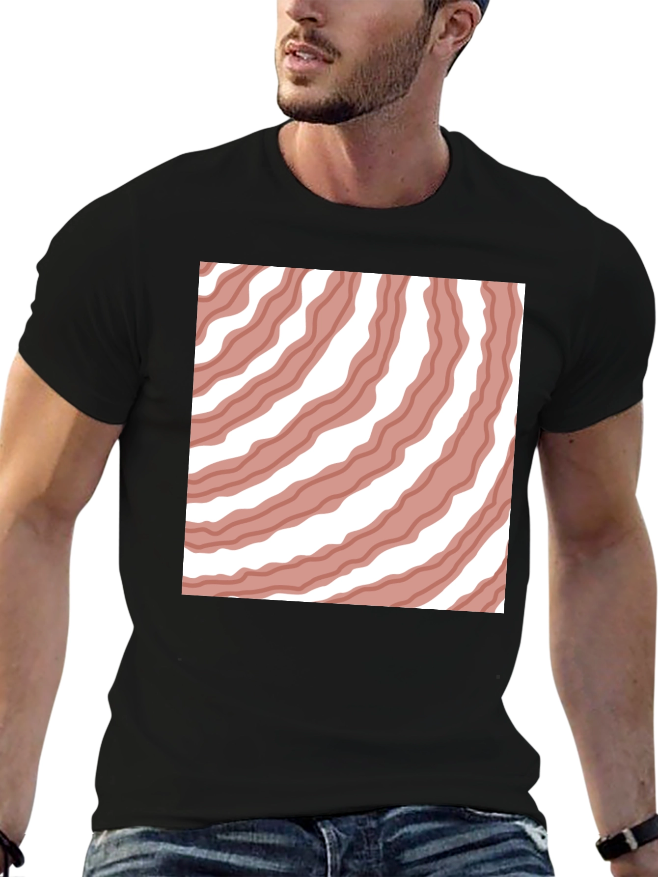 Bacon Striped Tee - Novelty Food Graphic T-Shirt