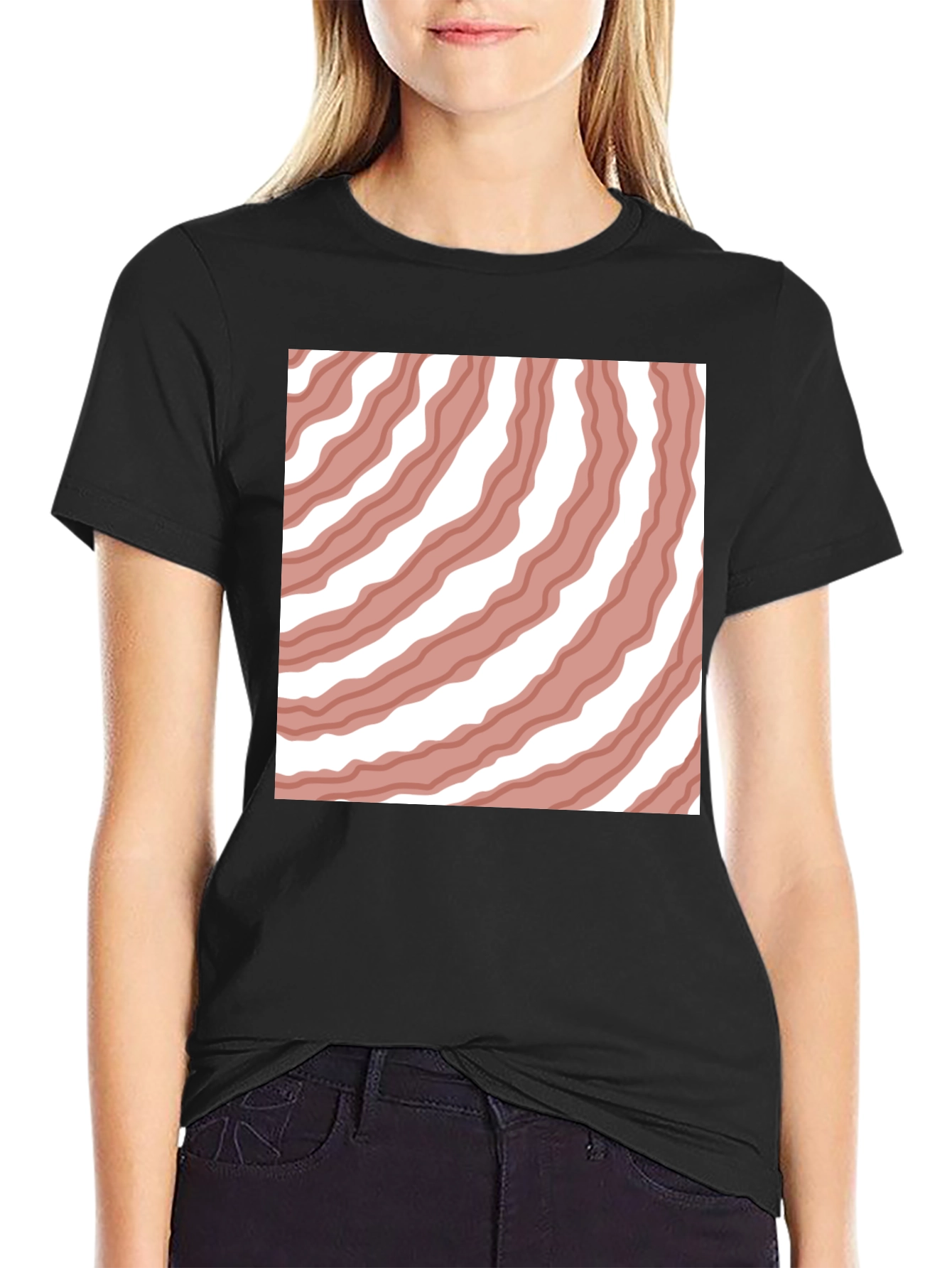 Bacon Striped Tee - Novelty Food Graphic T-Shirt