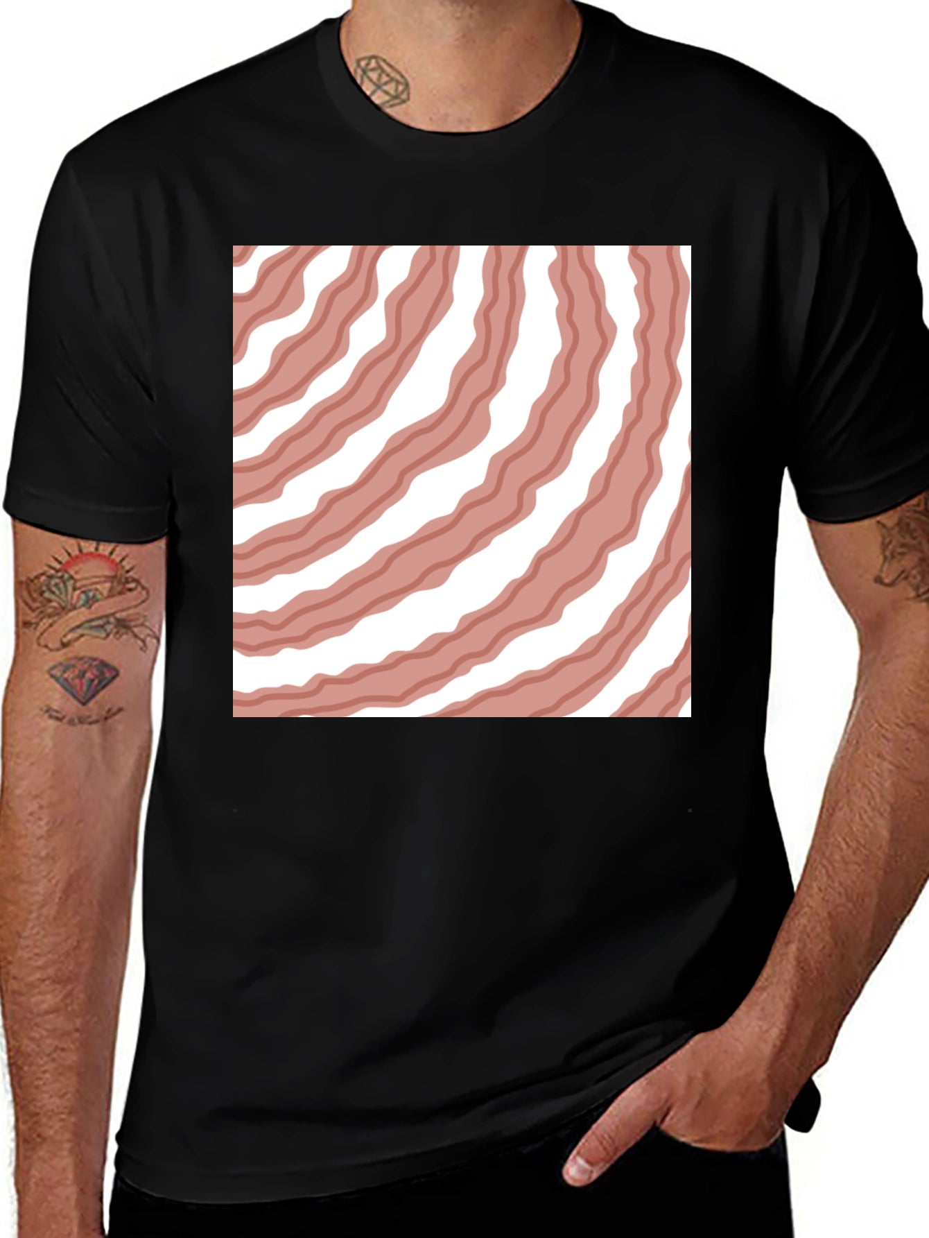 Bacon Striped Tee - Novelty Food Graphic T-Shirt