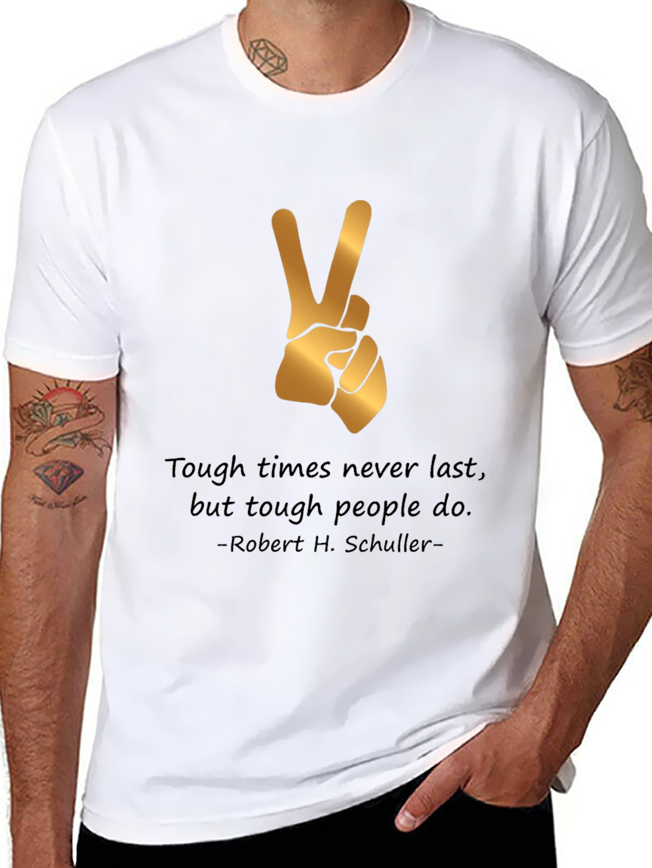 Tough Times T-Shirt Peace Sign Motivation Quote