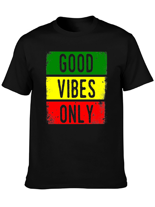 Good Vibes Only Graphic Tee - Rasta Colors