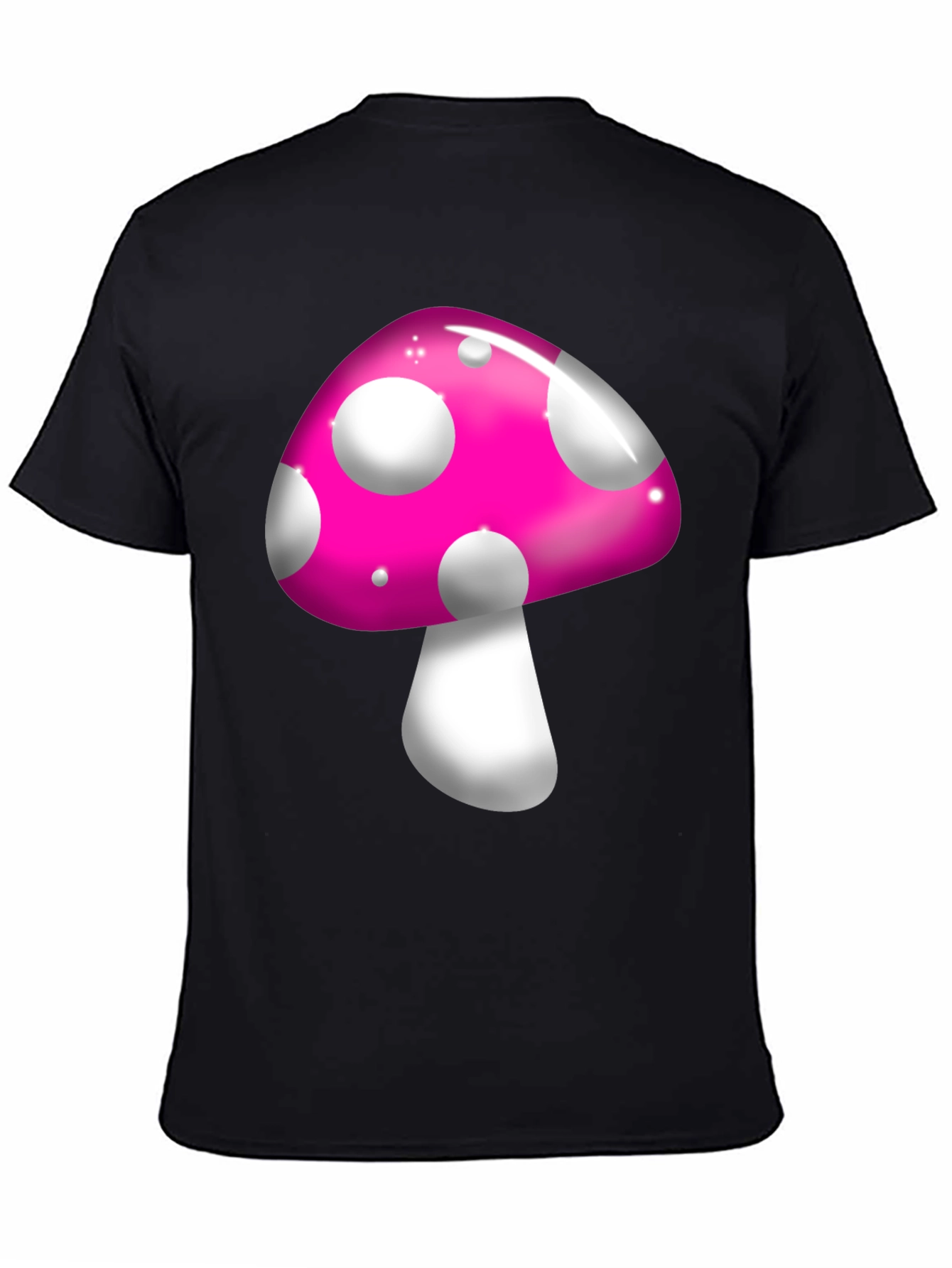 Funky Mushroom Graphic Tee - Black Casual T-Shirt