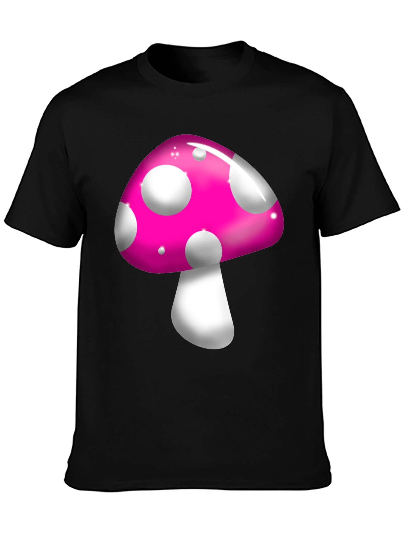 Funky Mushroom Graphic Tee - Black Casual T-Shirt
