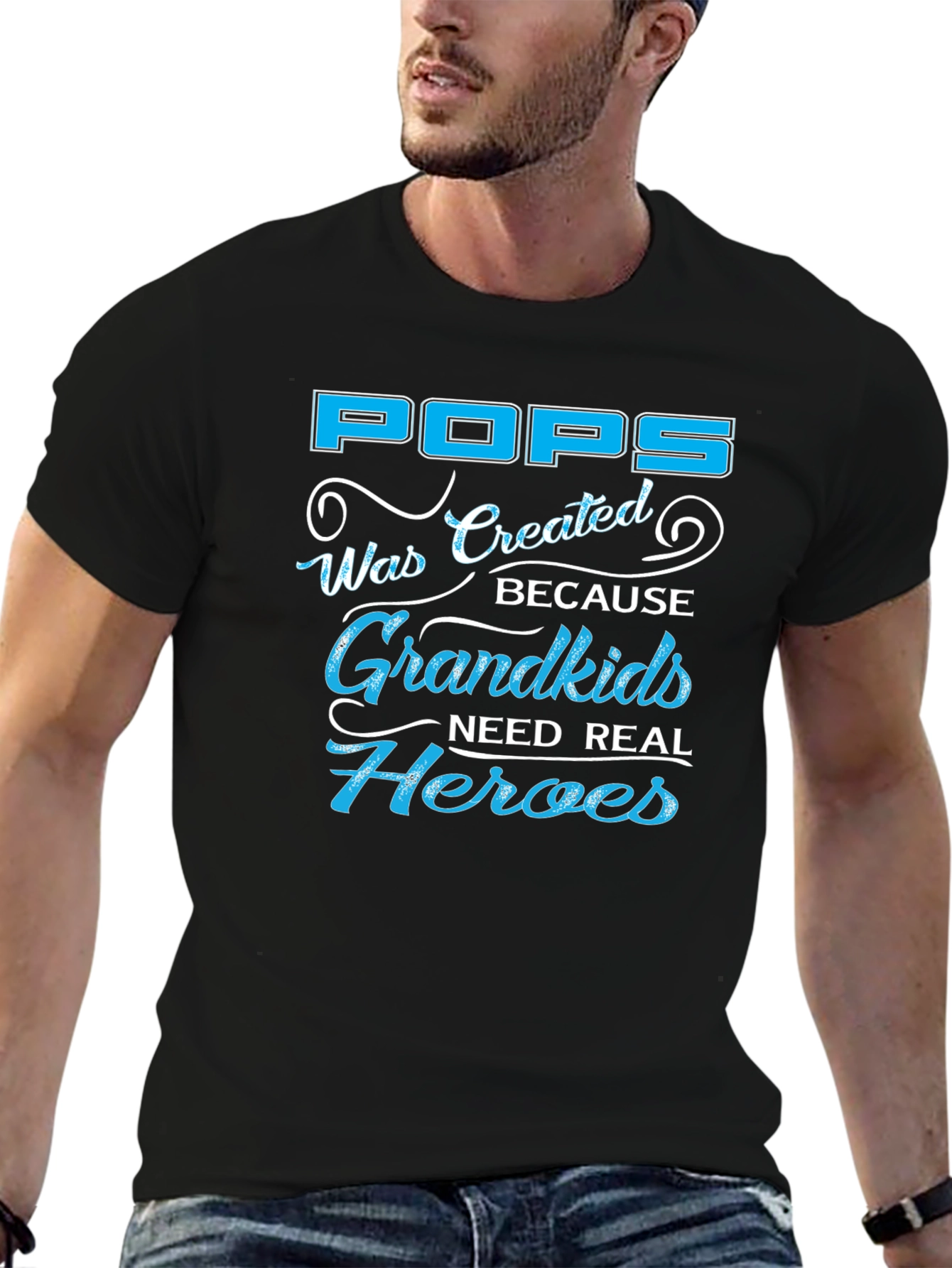 Pops Grandkids Need Real Heroes Graphic T-Shirt