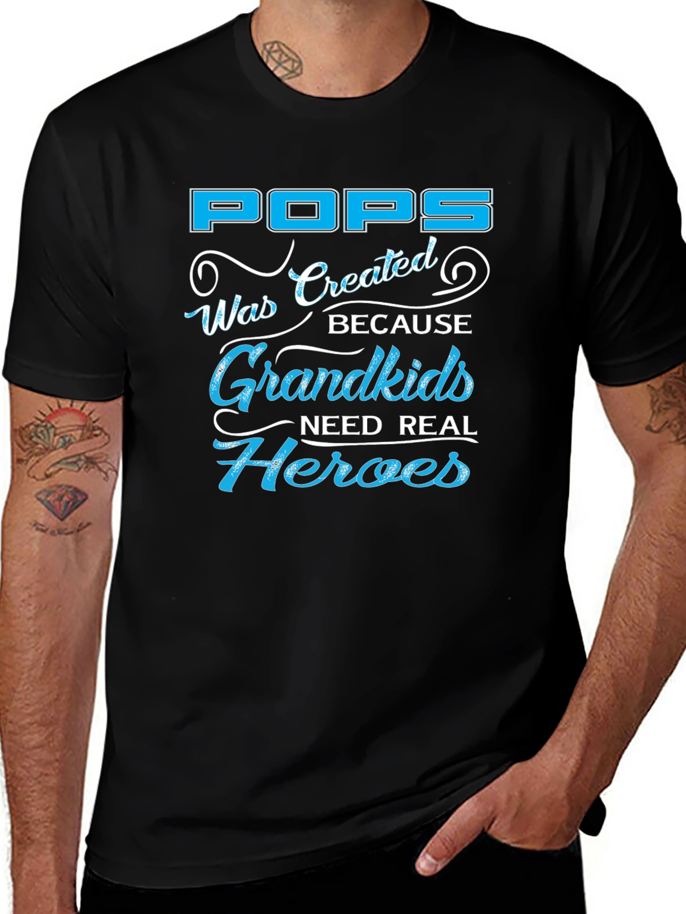 Pops Grandkids Need Real Heroes Graphic T-Shirt