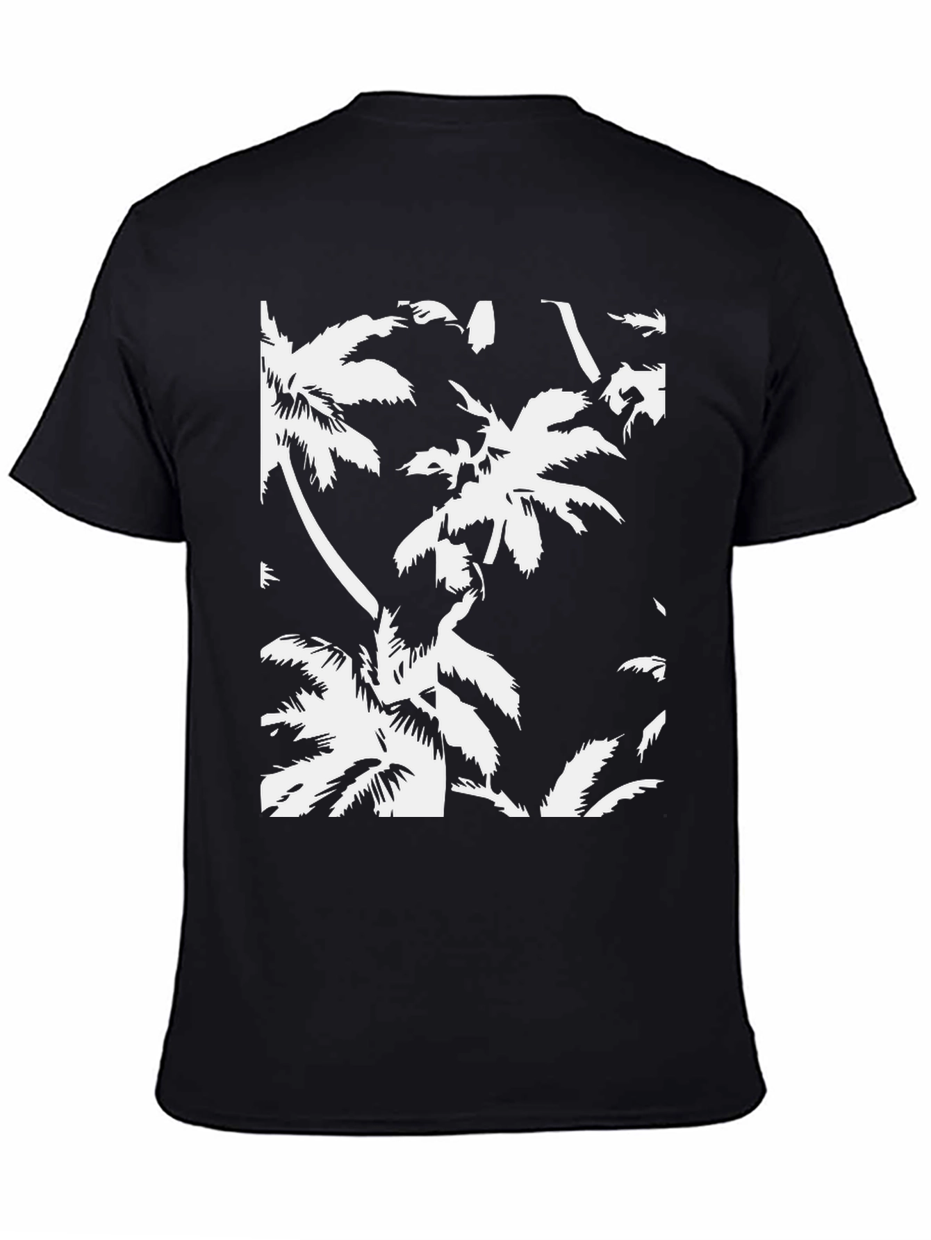 Tropical Palm Tree Print Black T-Shirt