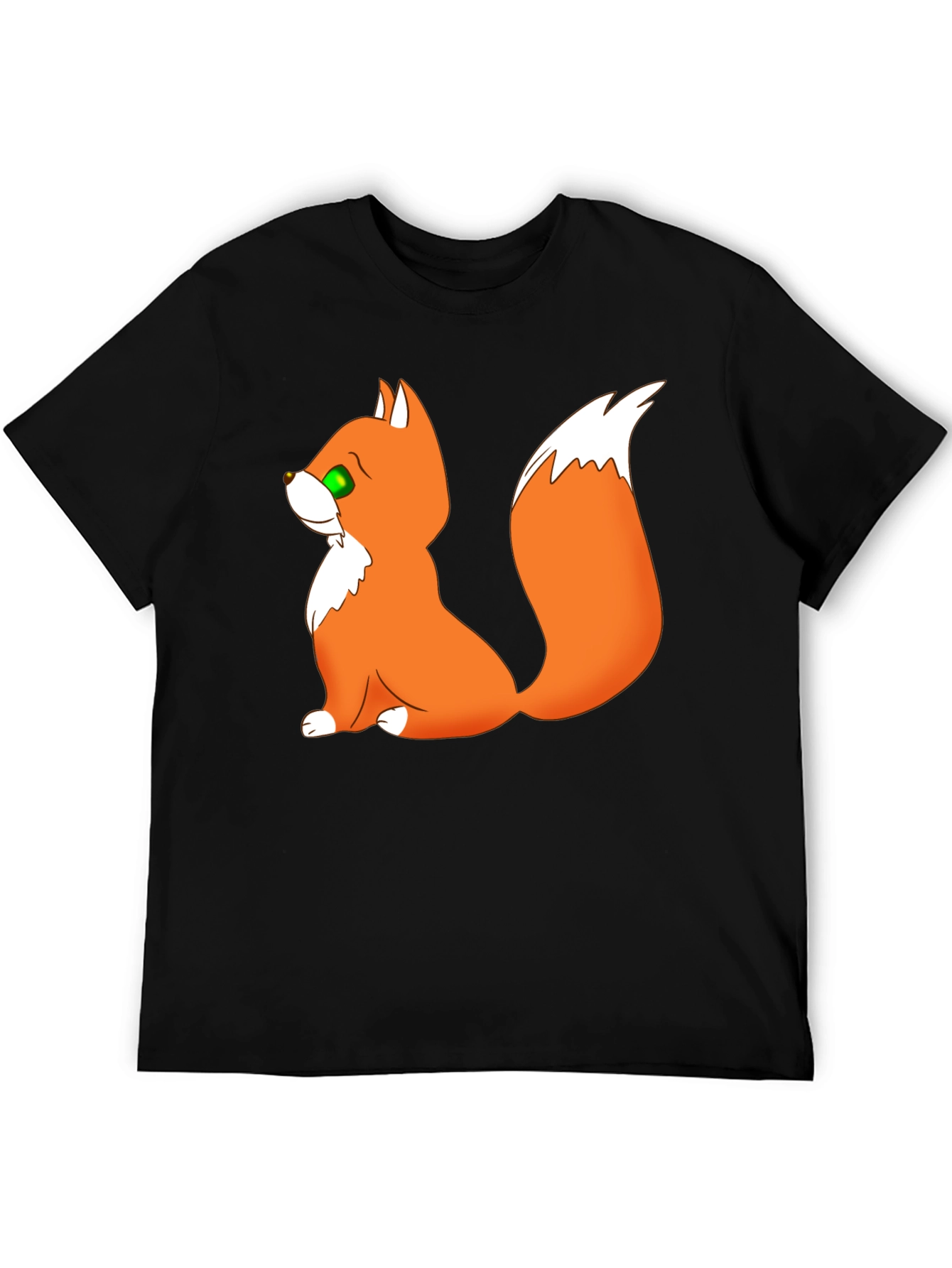 Cartoon Fox Graphic Black T-Shirt