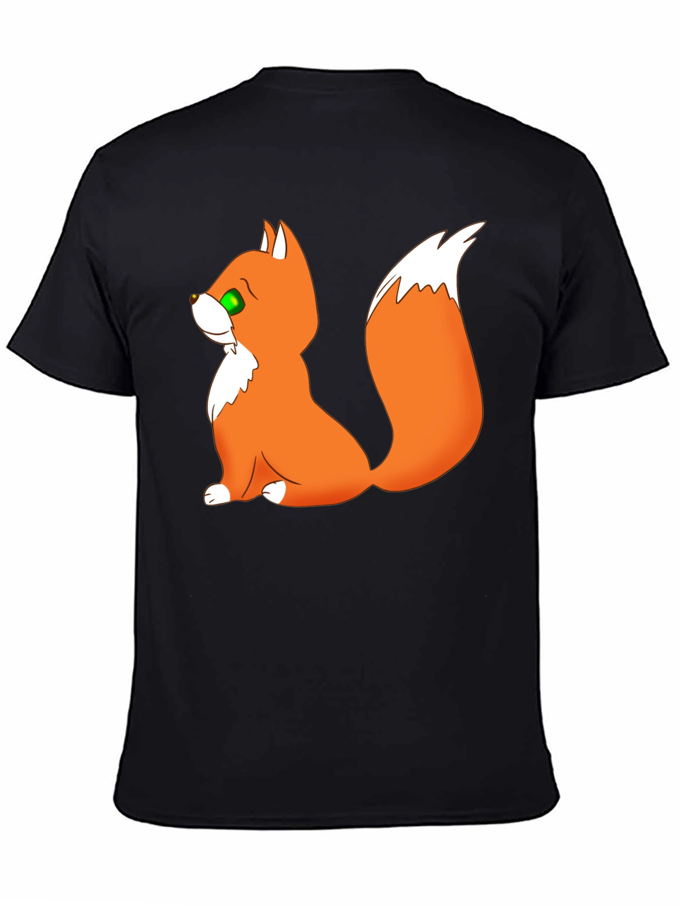 Cartoon Fox Graphic Black T-Shirt