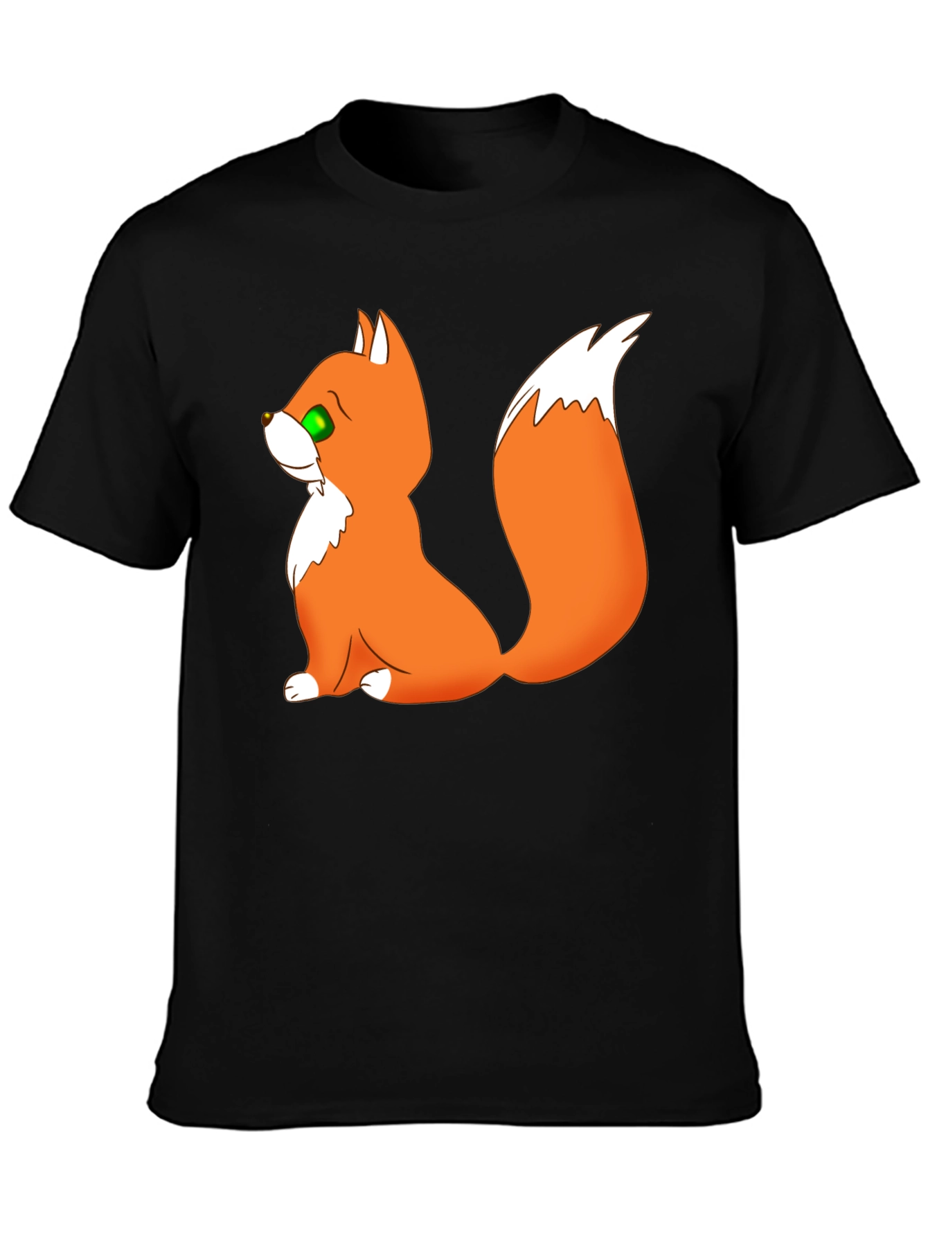 Cartoon Fox Graphic Black T-Shirt