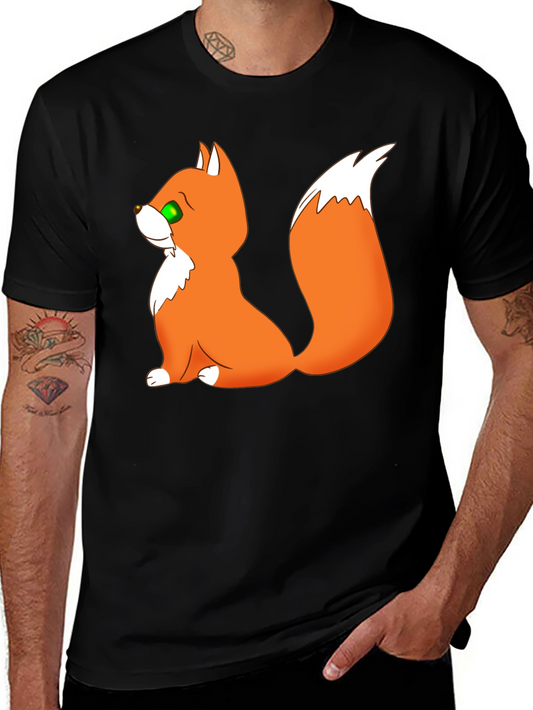 Cartoon Fox Graphic Black T-Shirt
